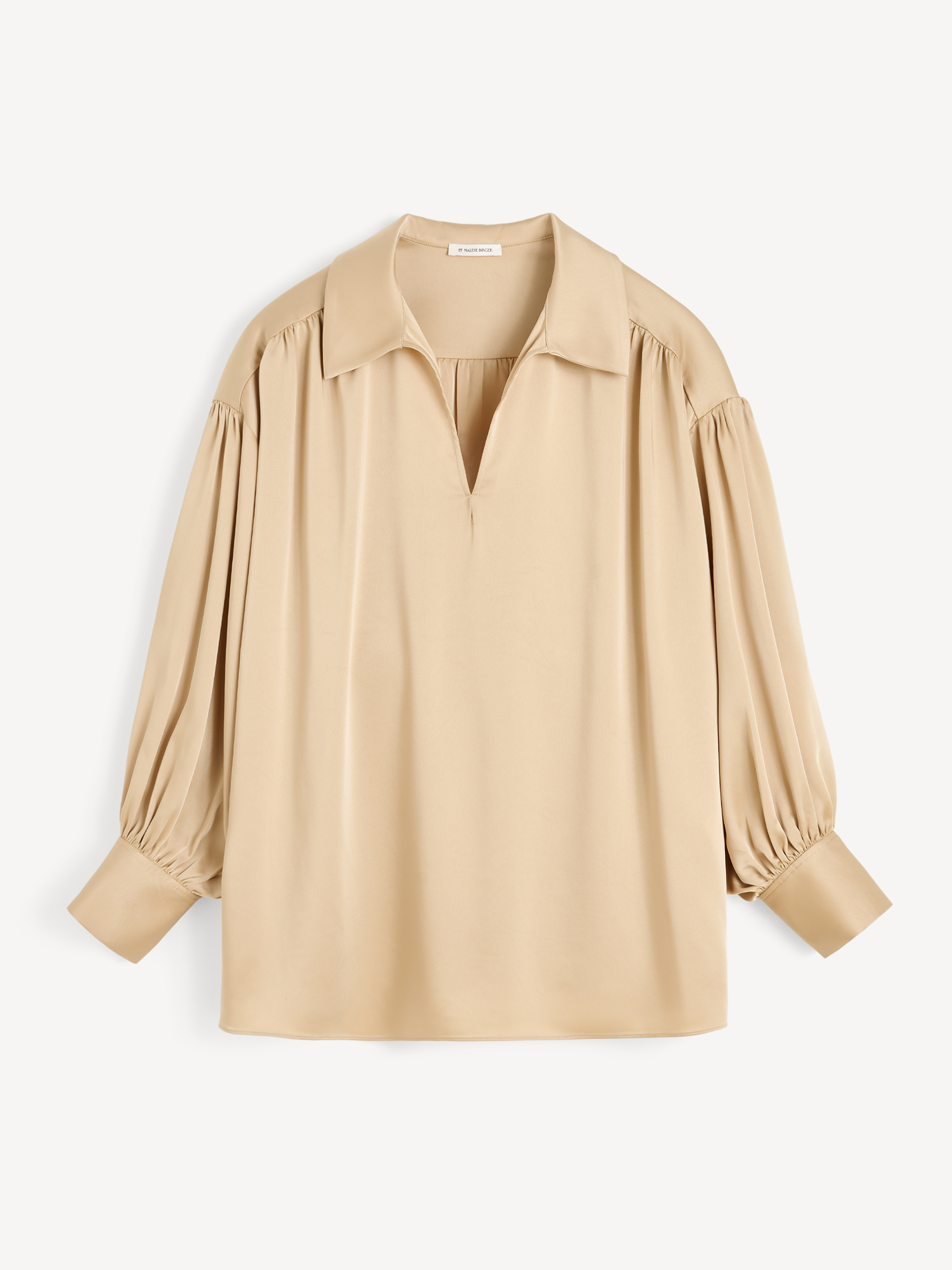 By Malene Birger Women's Old Beige Leonora Satin Blouse Size 34
