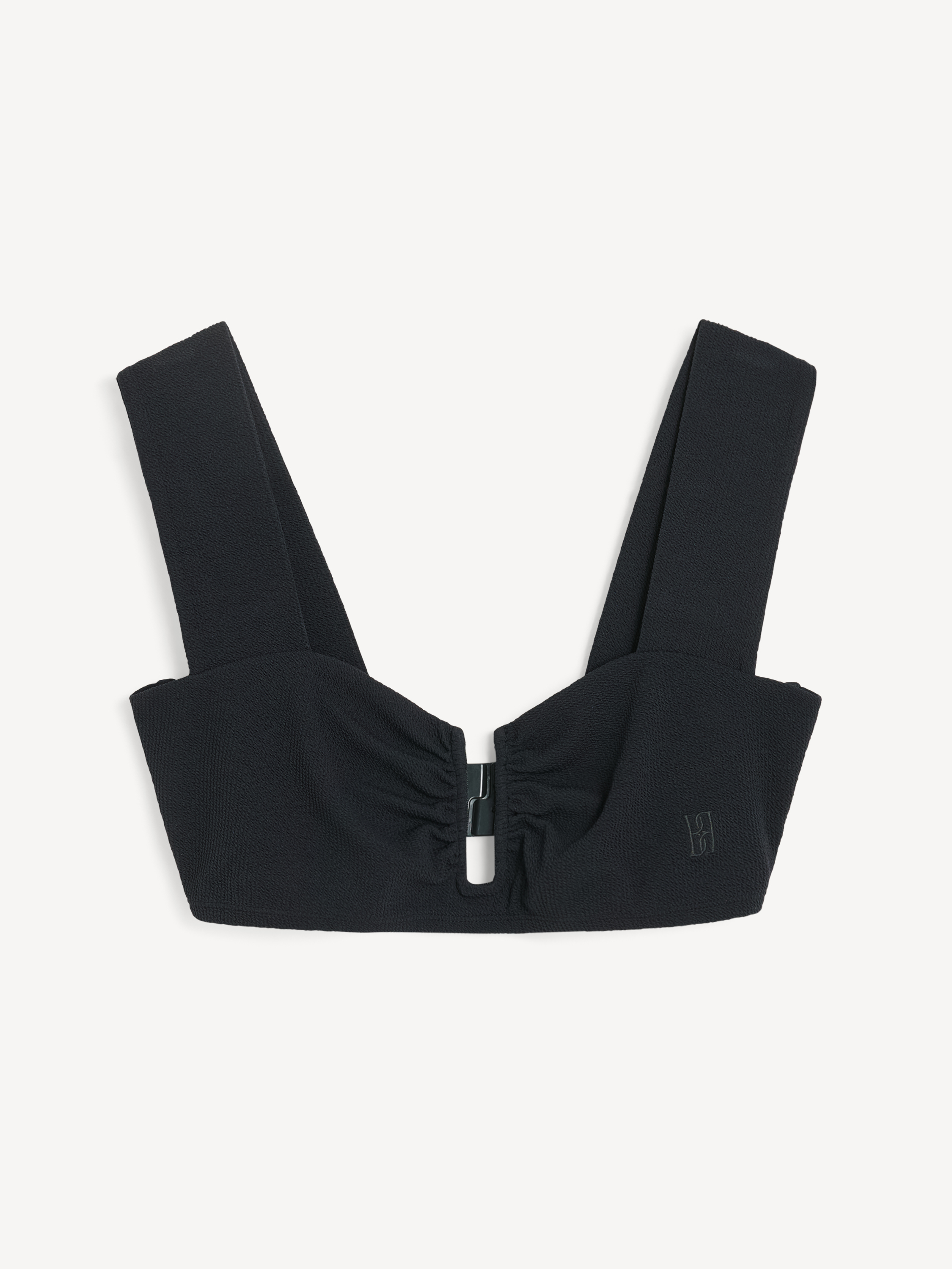 By Malene Birger Ribbed Square Neck Cropped Wide Strap Top In Black