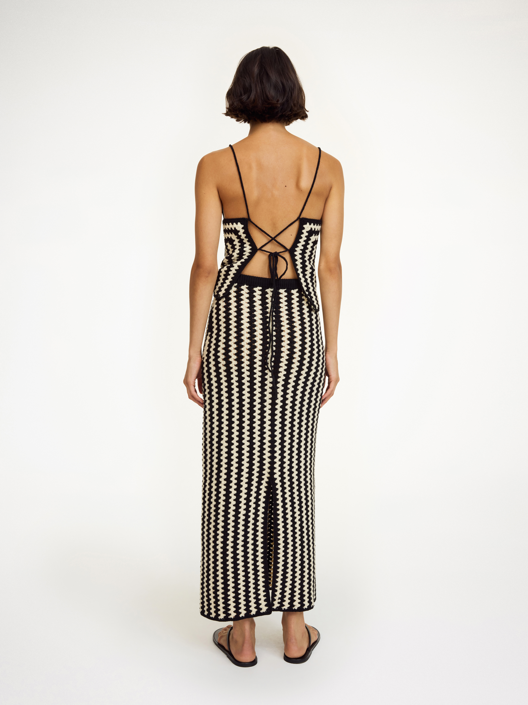 By Malene Birger Raze Crocheted Organic Cotton Midi Skirt In Crochet Black & White