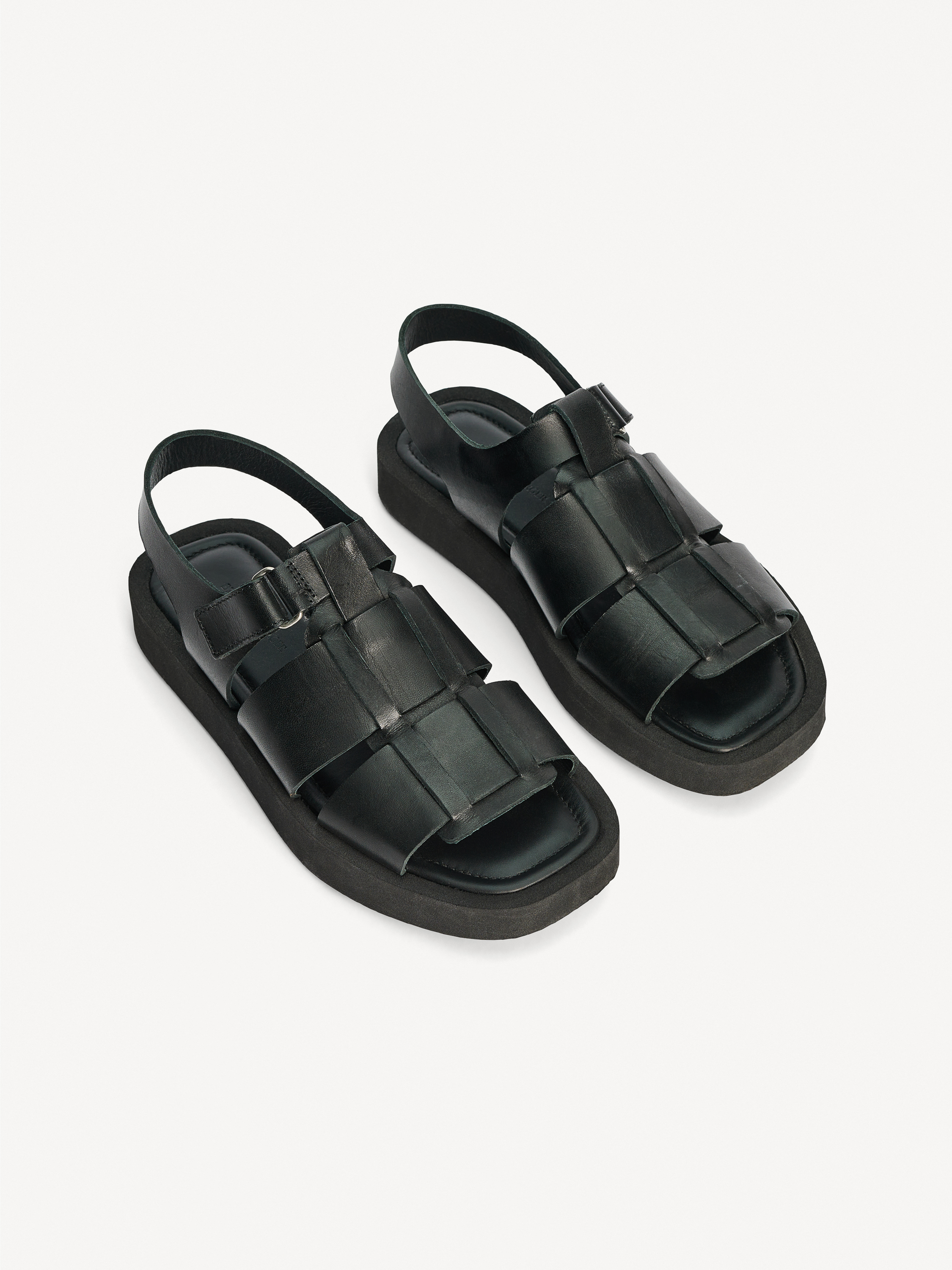 Shop By Malene Birger Kleva Leather Sandals In Black