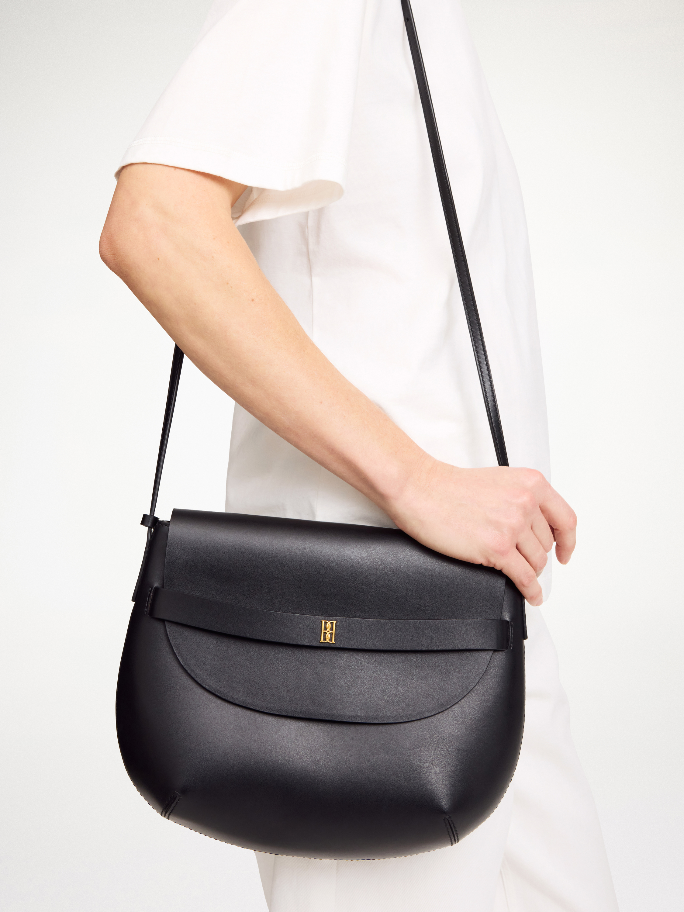 By Malene Birger Maellon Leather Shoulder Bag In Black