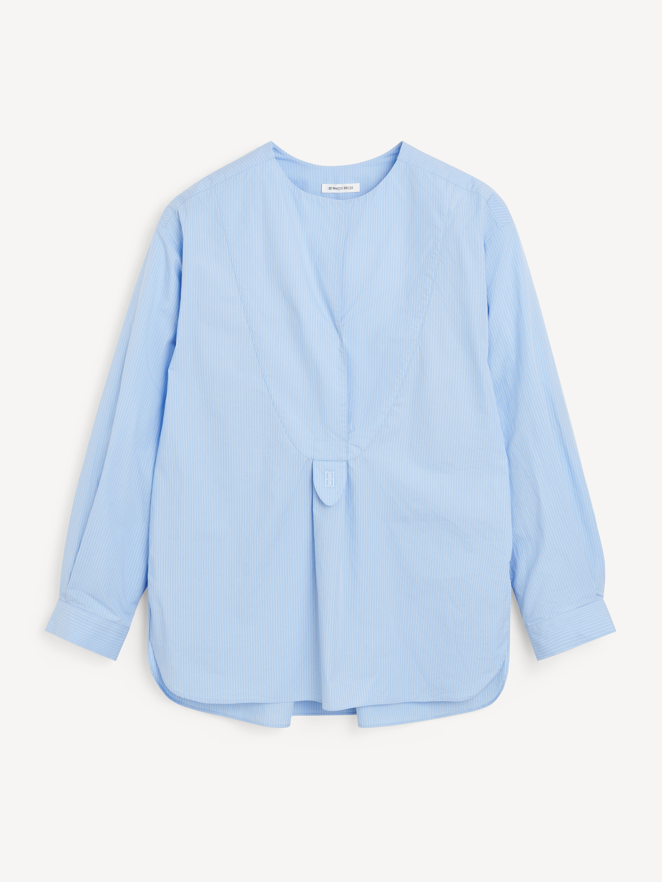 Shop By Malene Birger Fayette Organic Cotton Shirt In Blue Iris Stripe Small