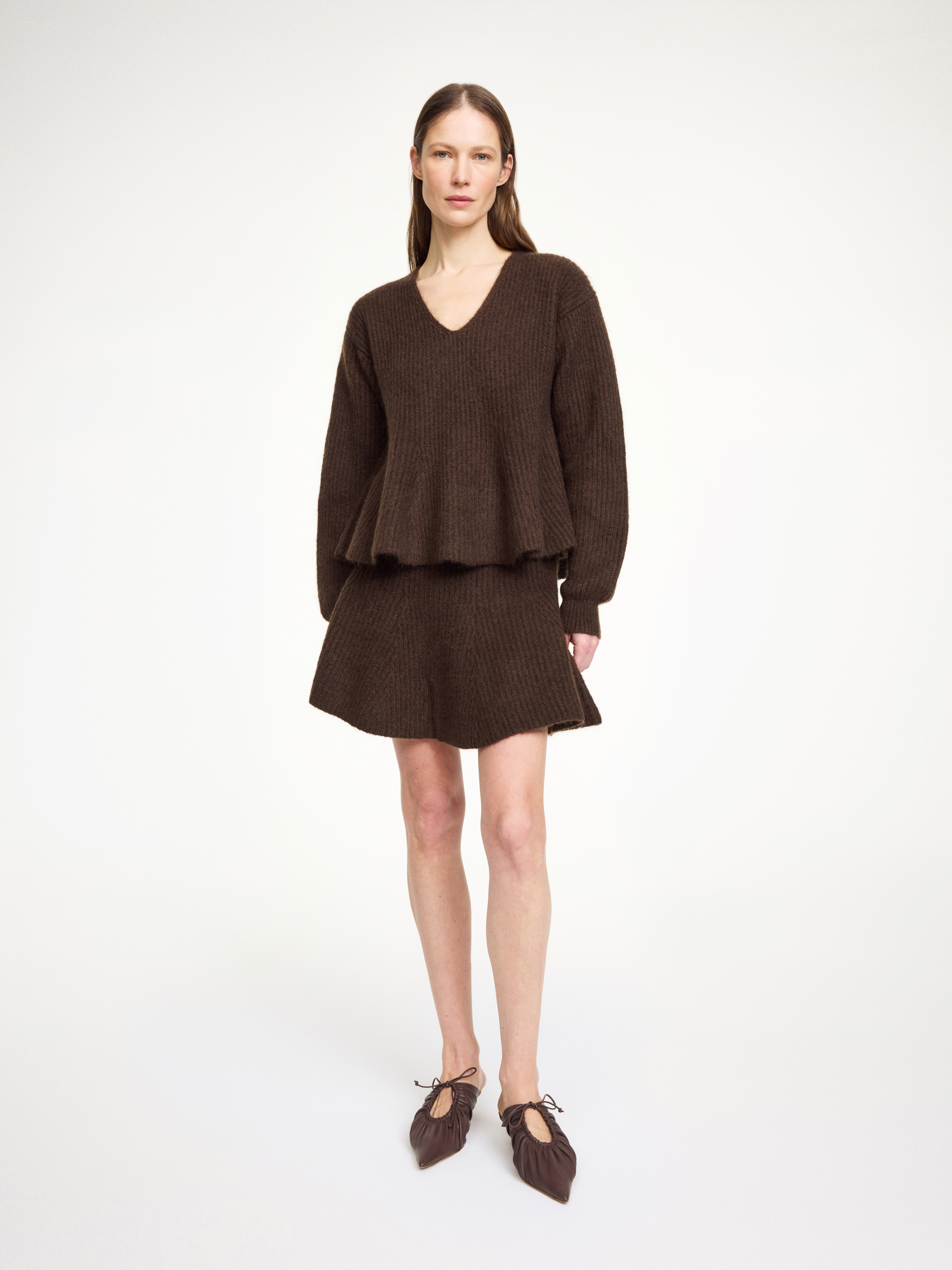 By Malene Birger Ribbed-knit Mini Skirt In Brown