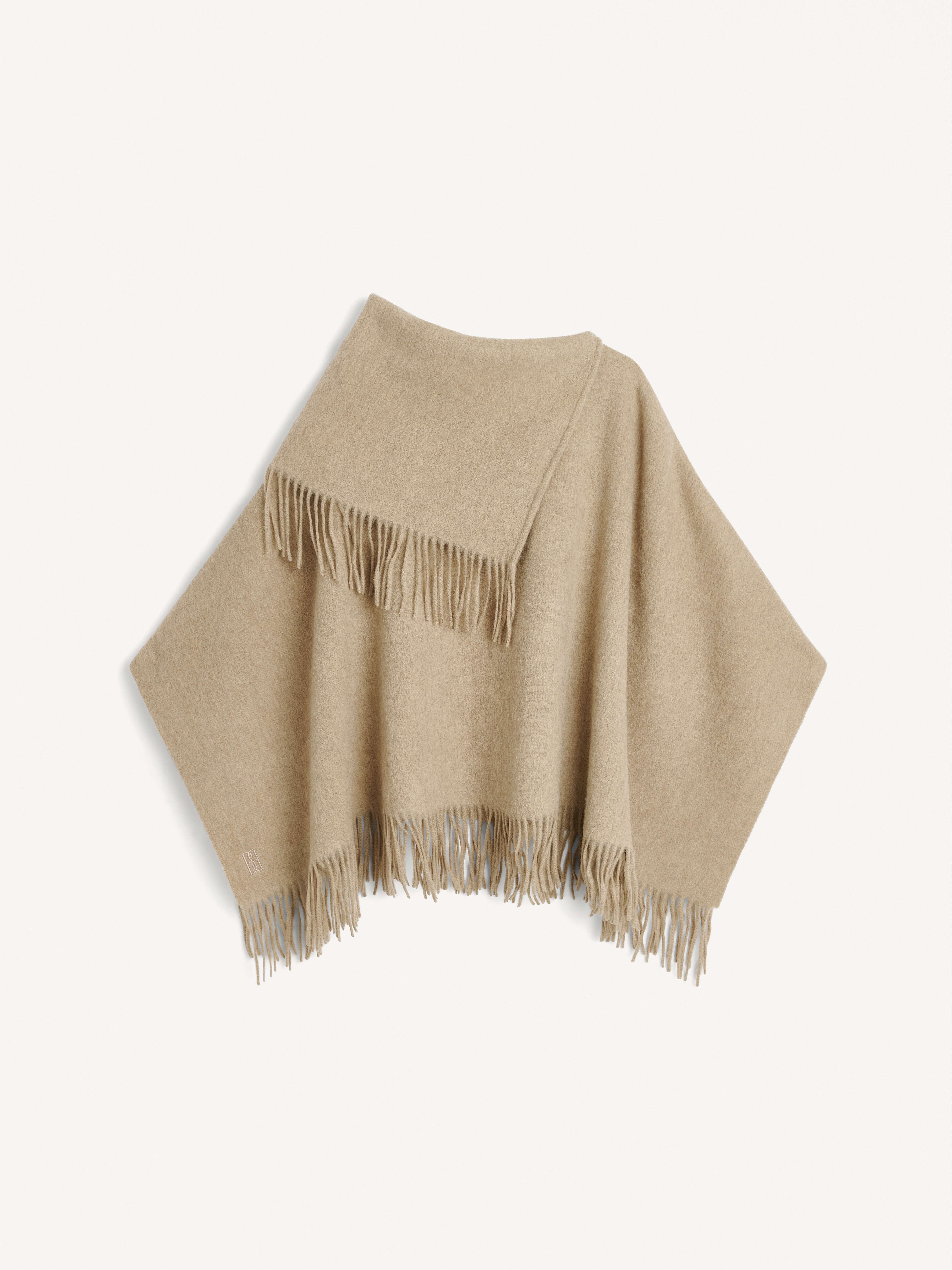 By Malene Birger Turtma Wool Poncho In Grey Brown Melange