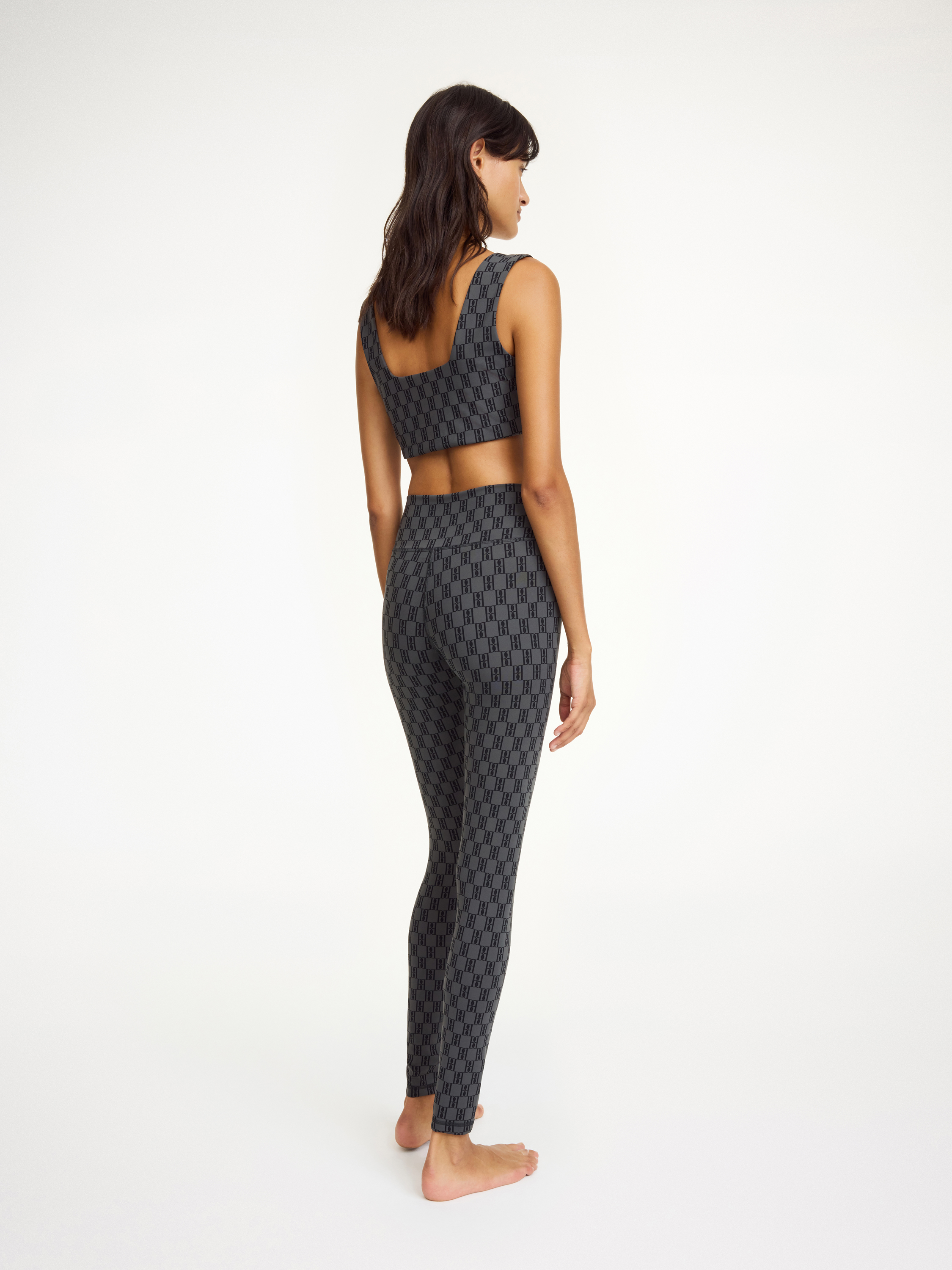 Shop By Malene Birger Polene Athletic Leggings In Monogram Black & Grey