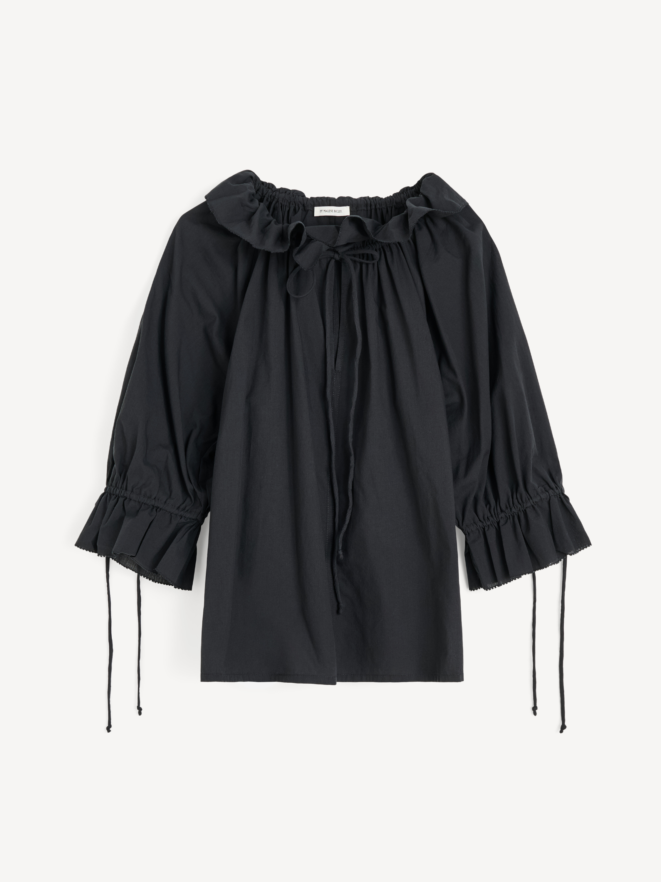 By Malene Birger Women's Black Dicte Voile Organic Cotton Blouse Size 32