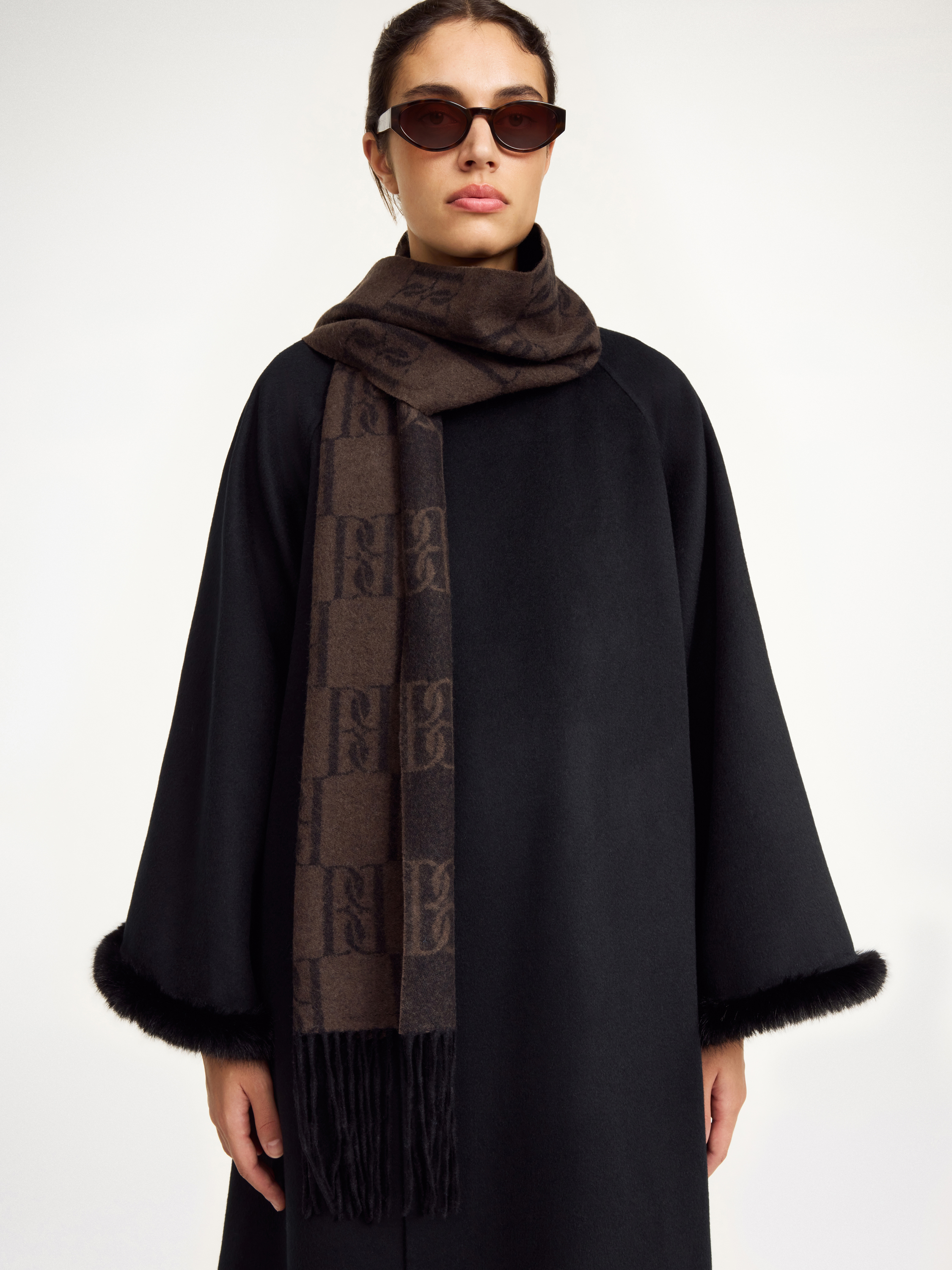 Shop By Malene Birger Manno Wool Scarf In Dark Mahogany