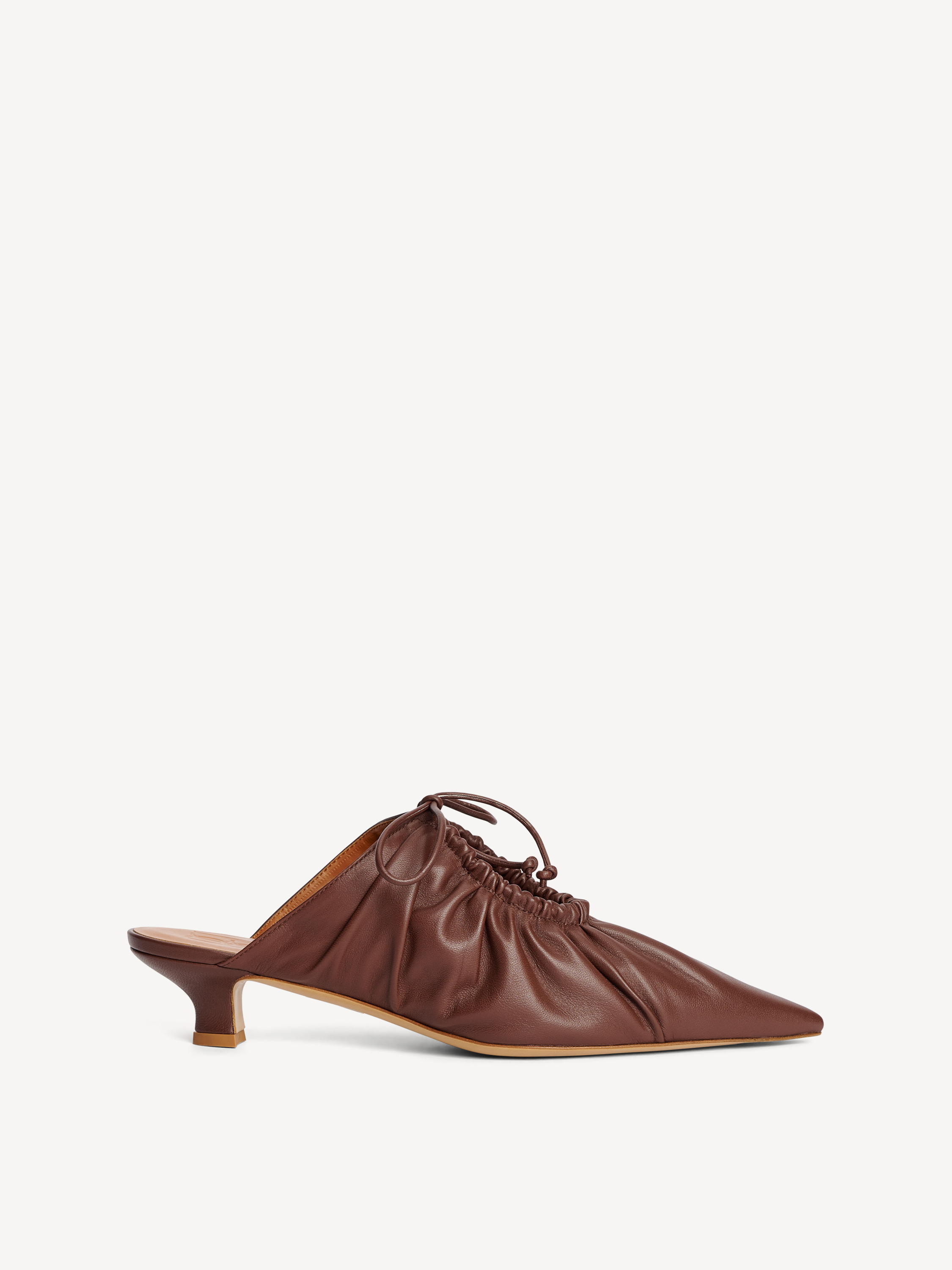 By Malene Birger Masey Leather Mules In Dark Mahogany