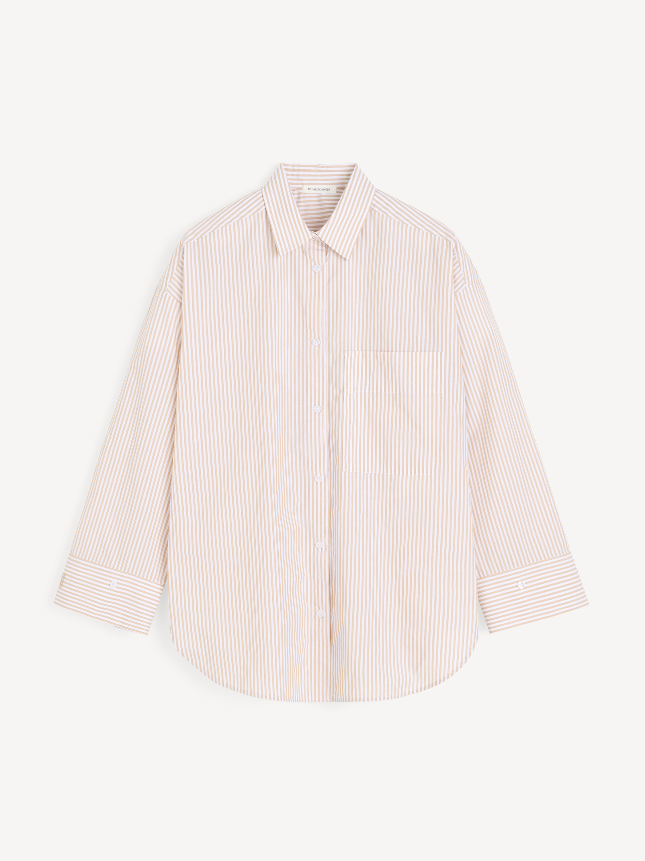 By Malene Birger Women's Dark Sand Stripe Derris Organic Cotton Shirt Size 32