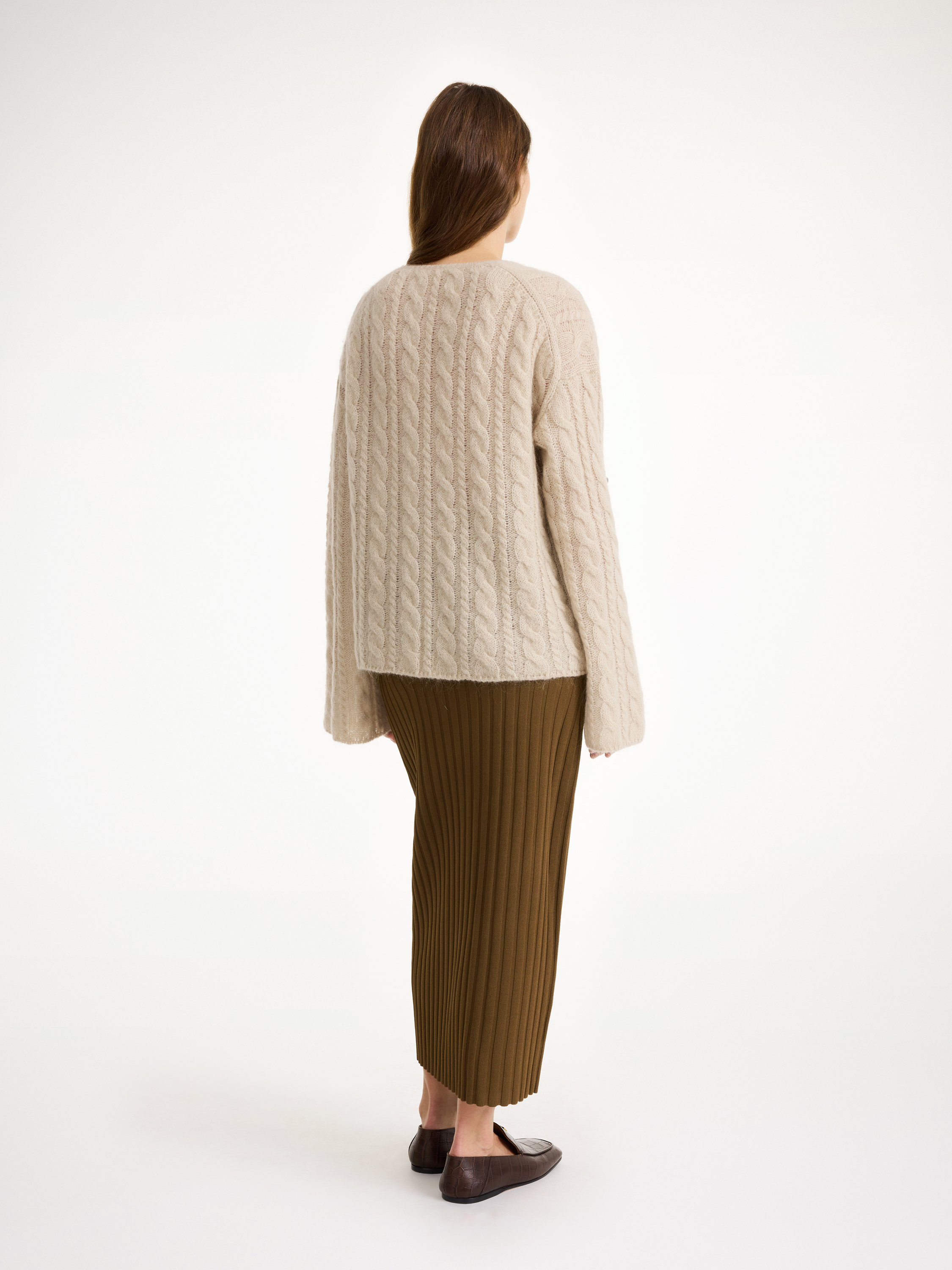 By Malene Birger Cimone Cable-knit Sweater In Oyster Gray