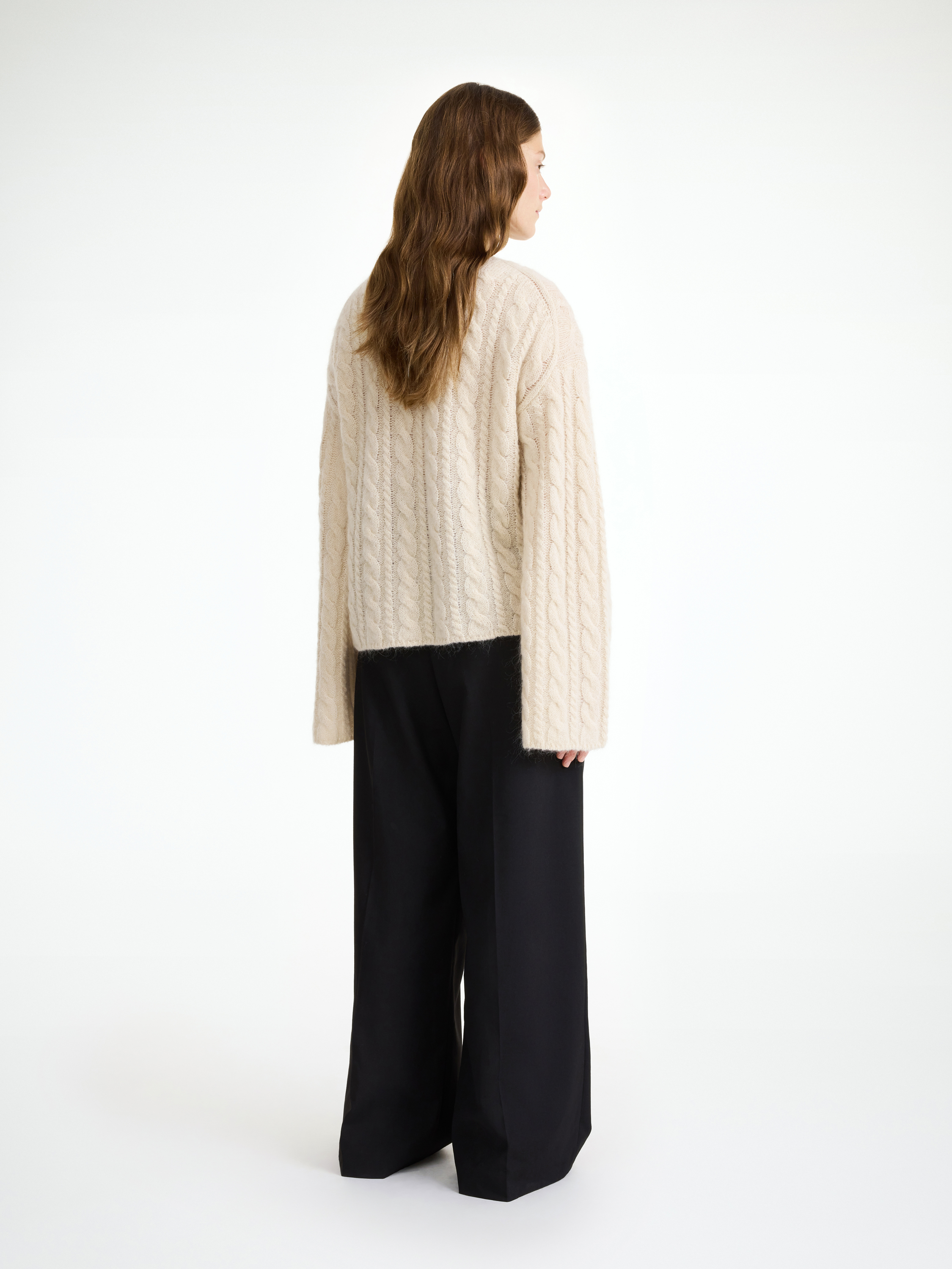 By Malene Birger Cierra Cable-knit Sweater In Oyster Gray