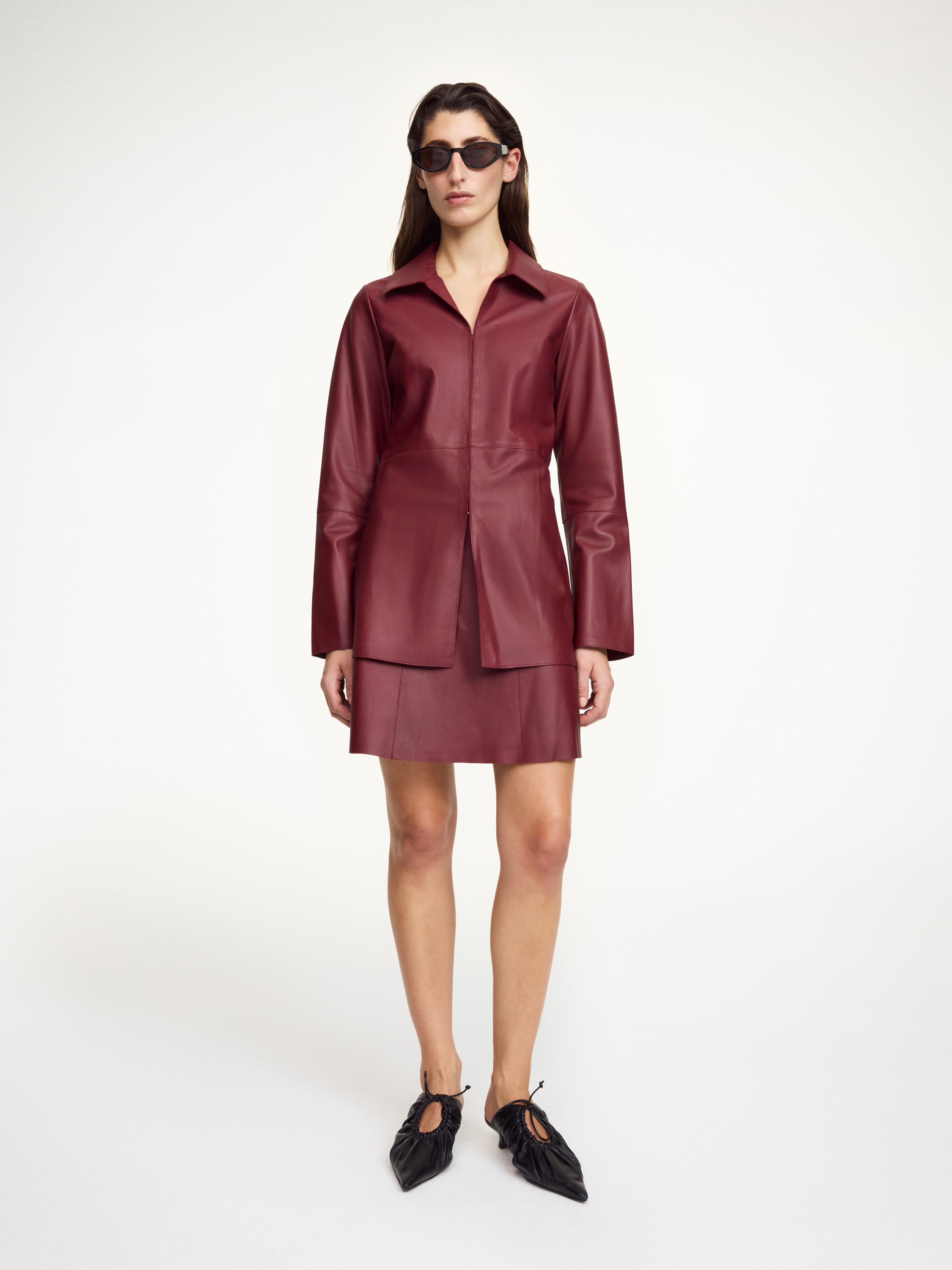 By Malene Birger Alleys Leather Shirt In Red
