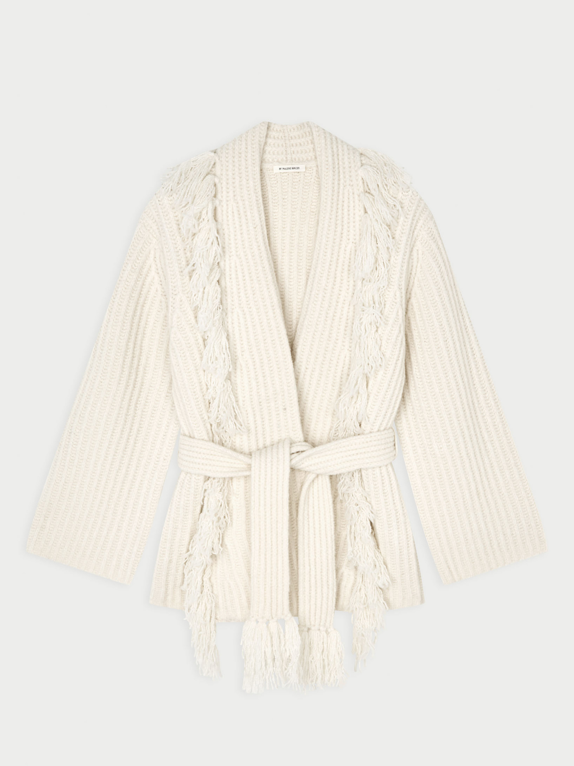 By Malene Birger , Cardigans, Female, White, S, Candela Fringe Wrap Cardigan - Image 2