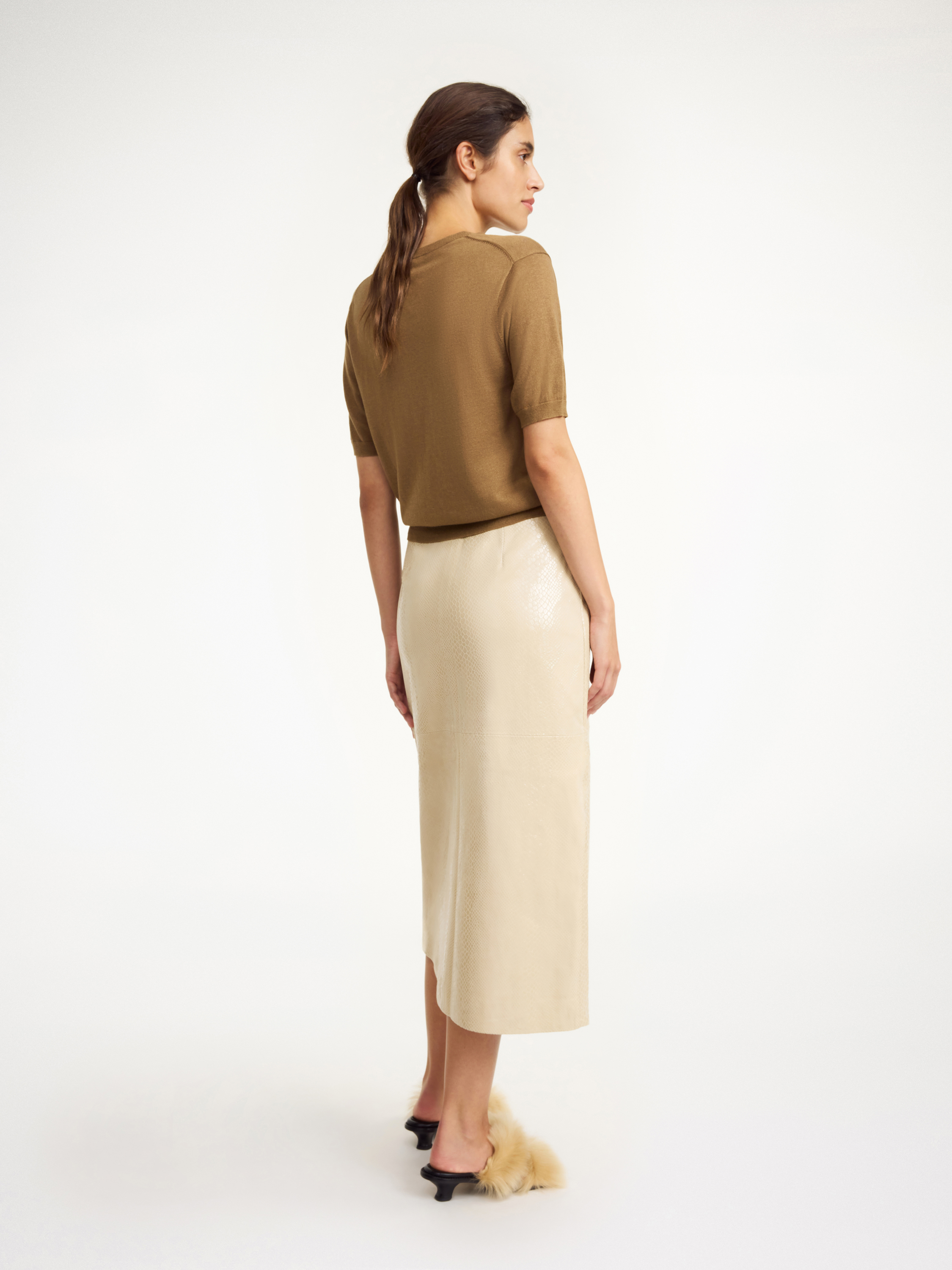 By Malene Birger Hannas Leather Skirt In Nomad