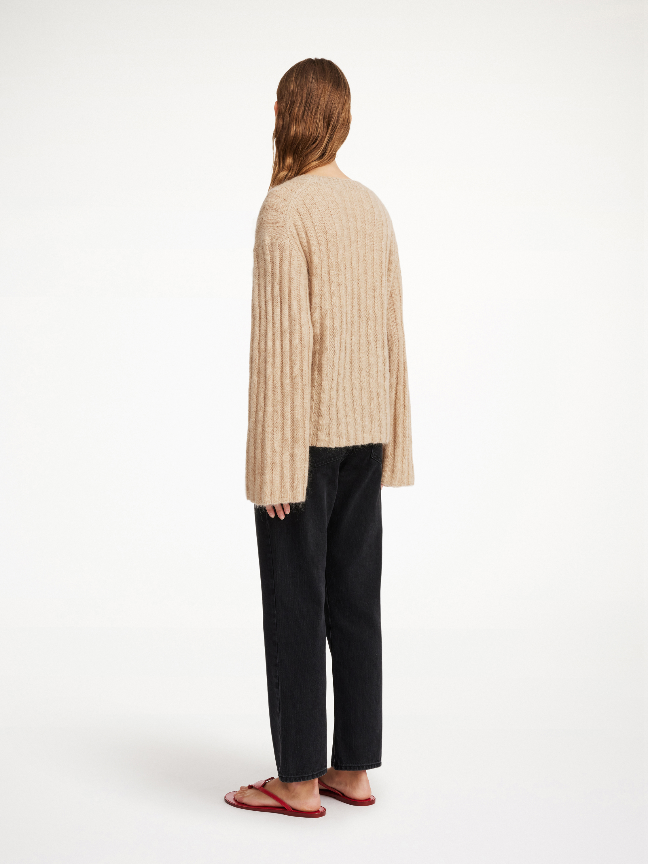 By Malene Birger Cierra Ribbed Sweater In Twill Beige