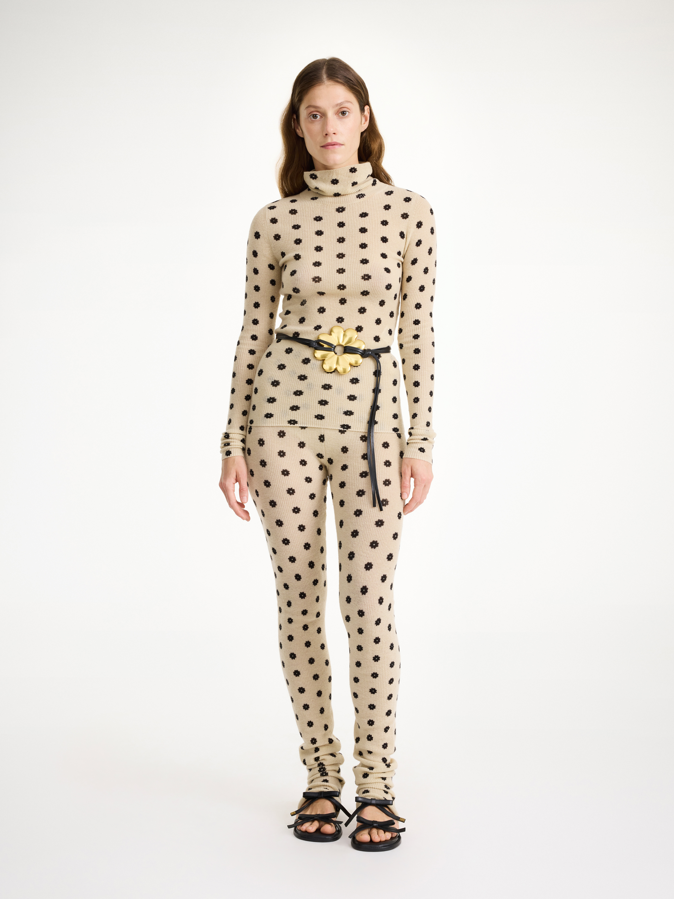 By Malene Birger Fioria Turtleneck Wool Sweater In Graphic Flower