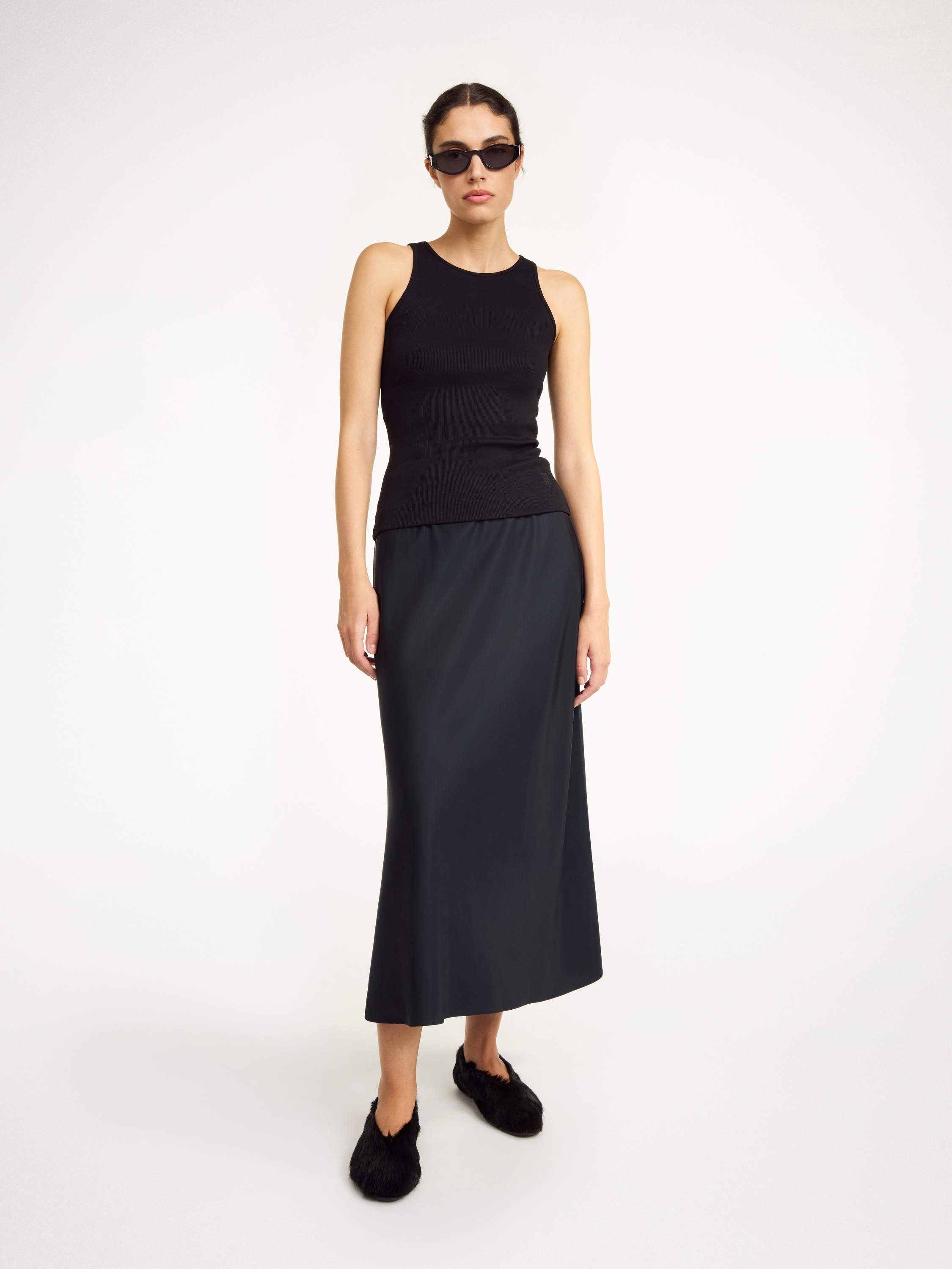 By Malene Birger Ribbed Organic Cotton Tank Top In Black