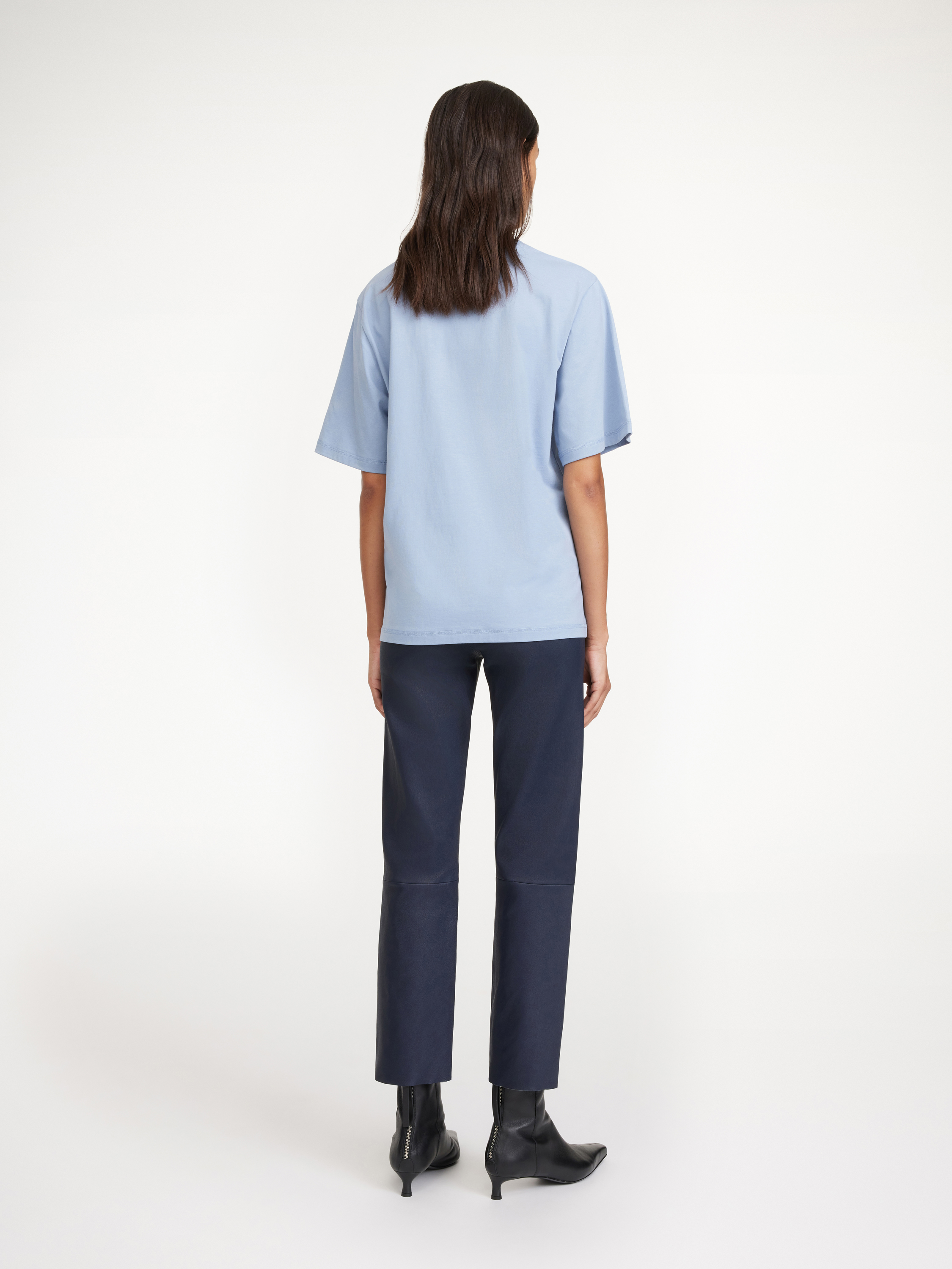 By Malene Birger Florentina Leather Trousers In Navy Blazer