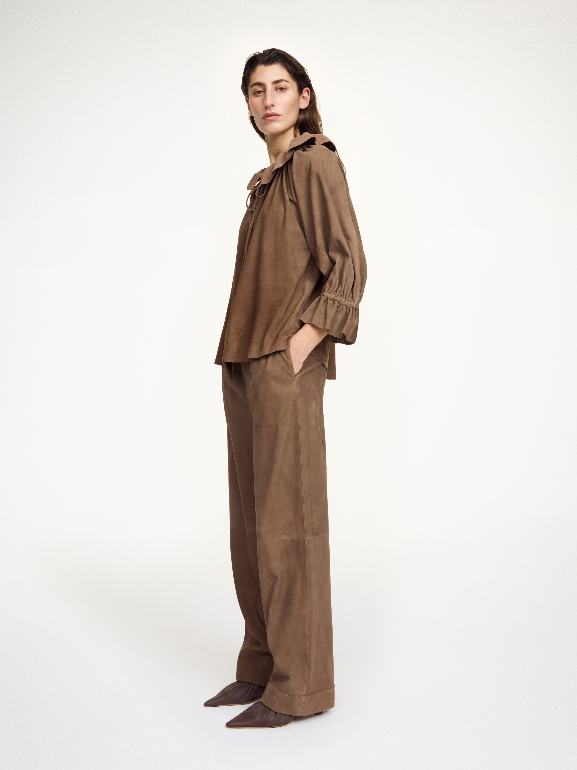 By Malene Birger Dicte Suede Blouse In Brown