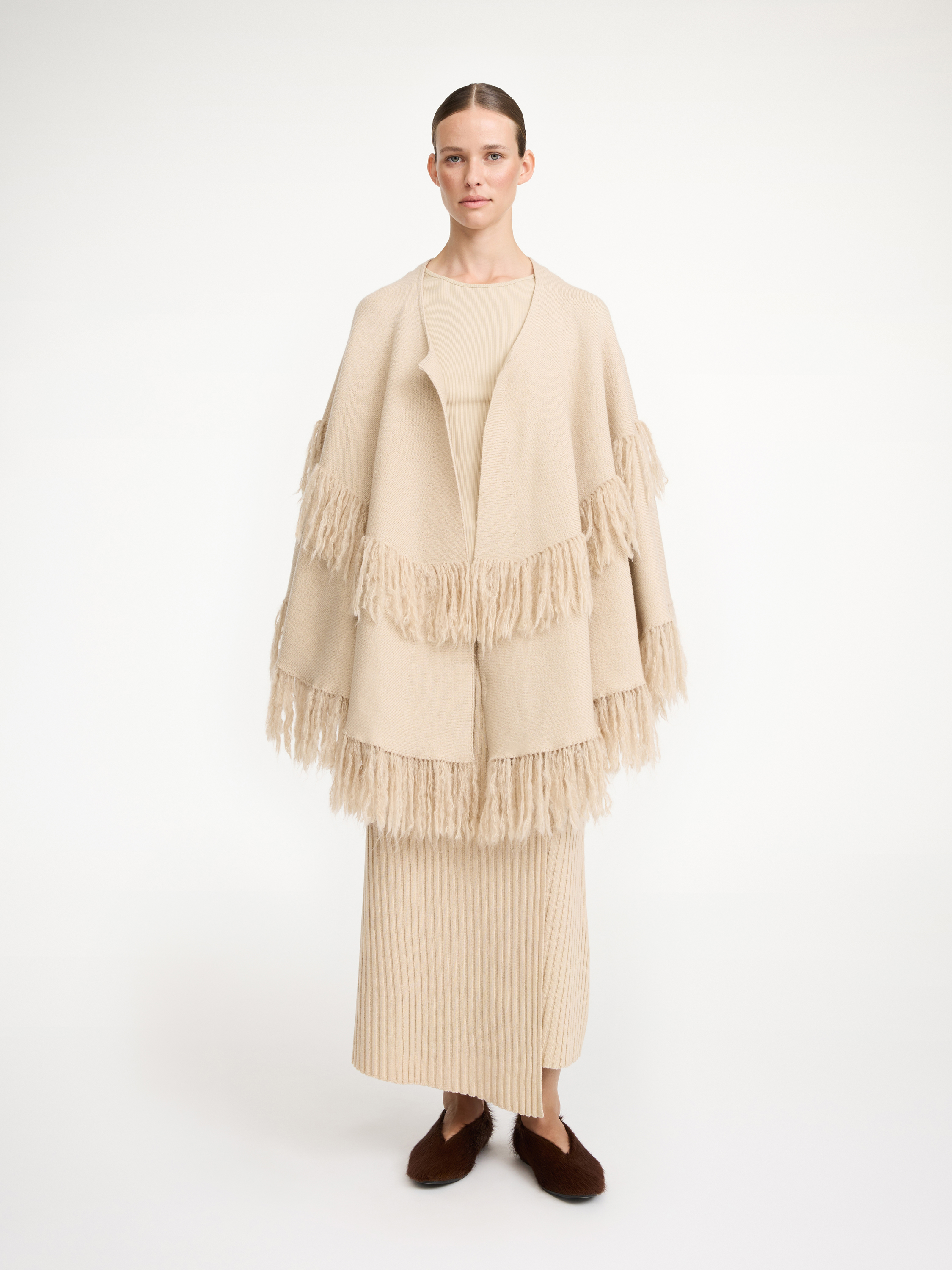 By Malene Birger Dixi Wool Poncho In Old Beige