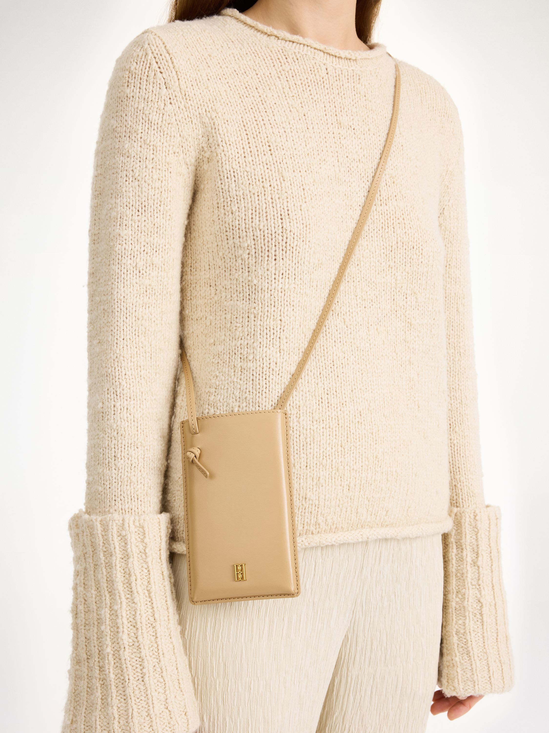 By Malene Birger Aya Phone Leather Pouch In Sand