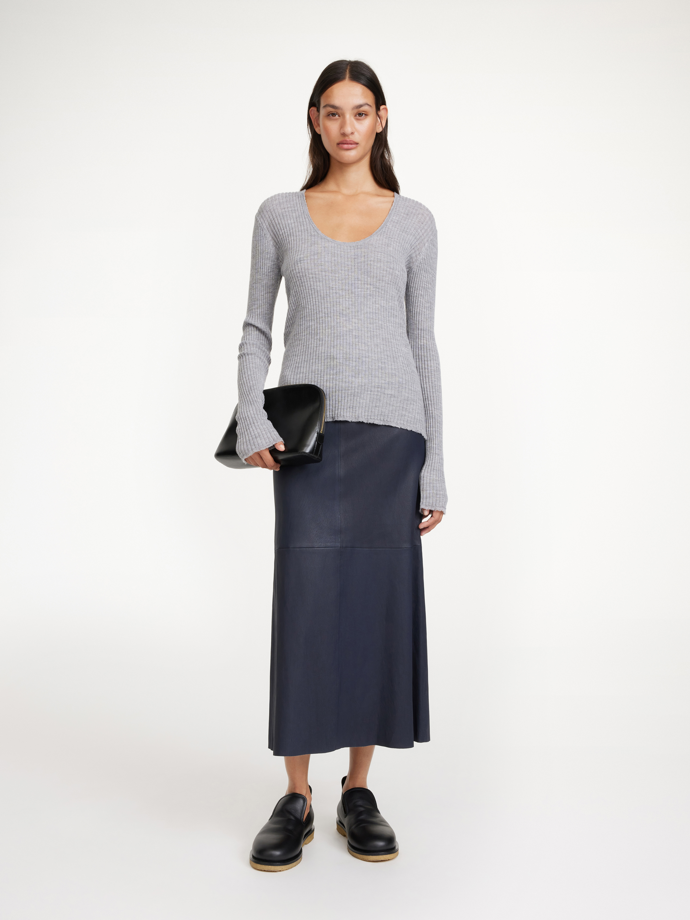 By Malene Birger Simoas Leather Skirt In Blue