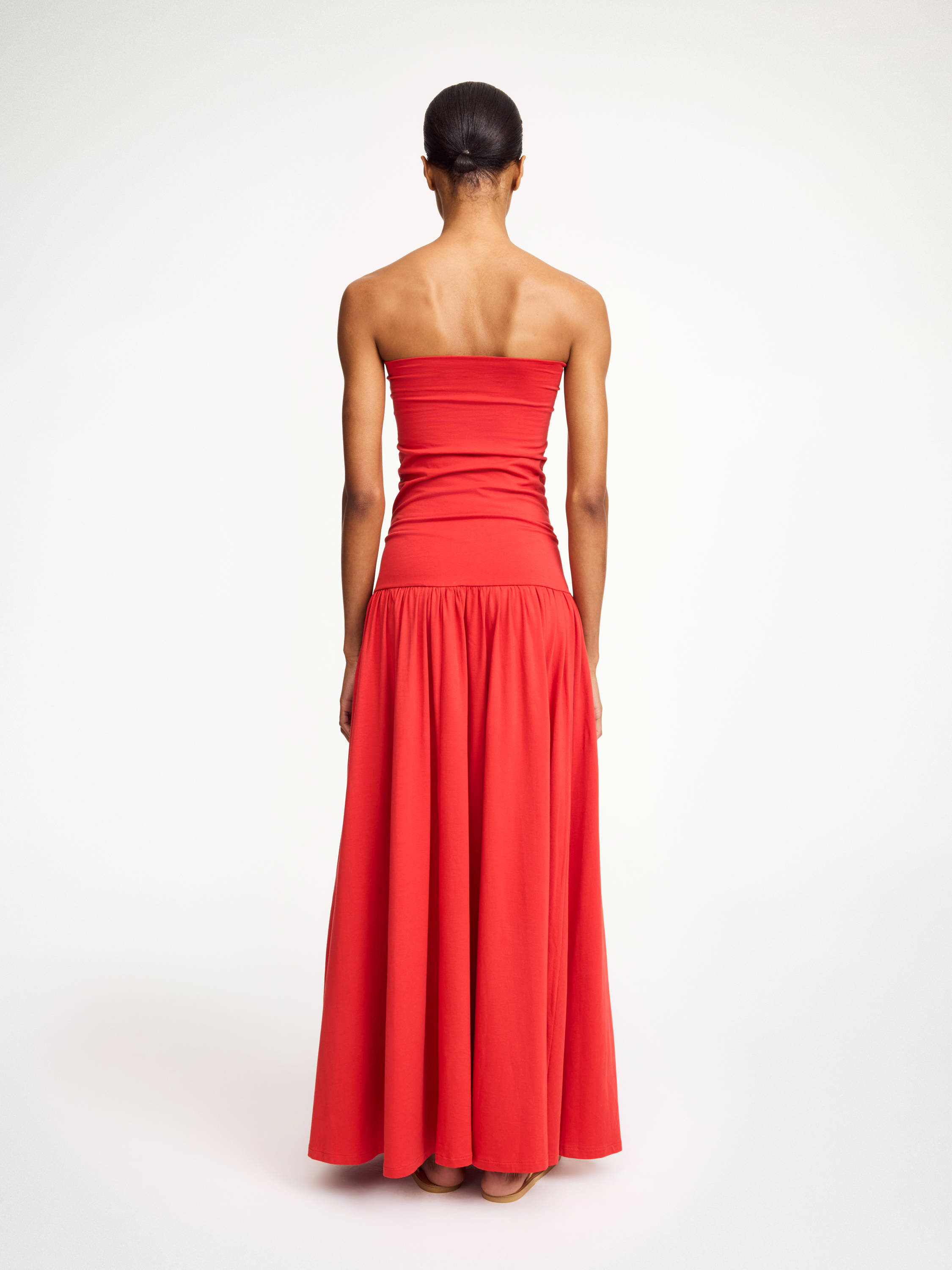 By Malene Birger Marciella Strapless Stretch-cotton Maxi Dress In Red