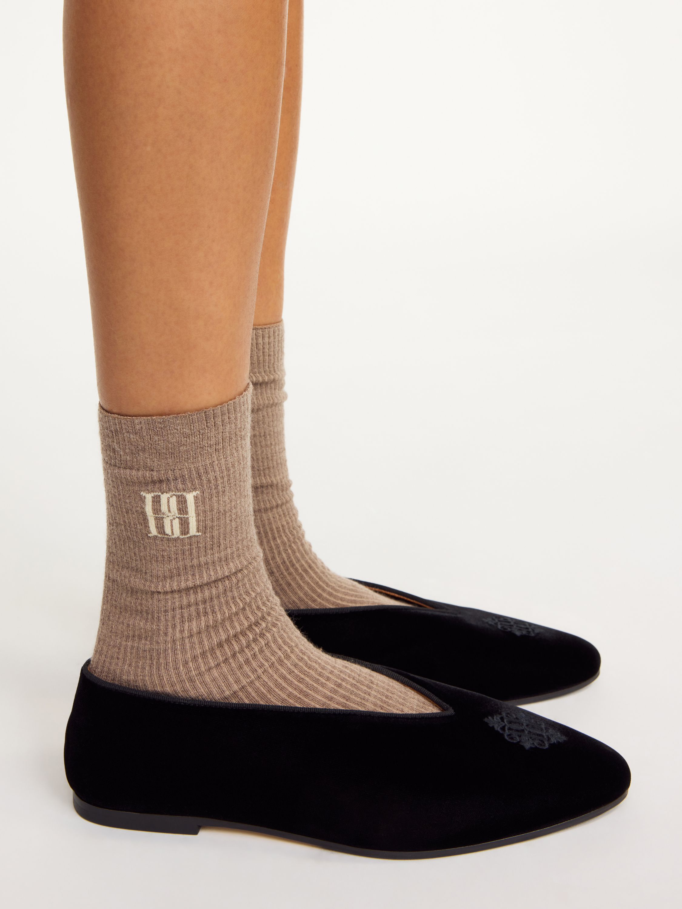 By Malene Birger Leiano Wool-blend Socks In Warm Brown