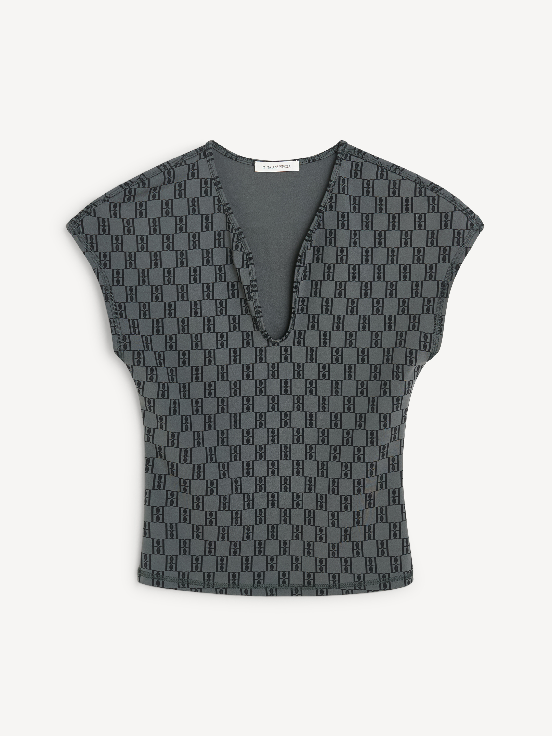 By Malene Birger Venazia Athletic Top In Monogram Black & Grey