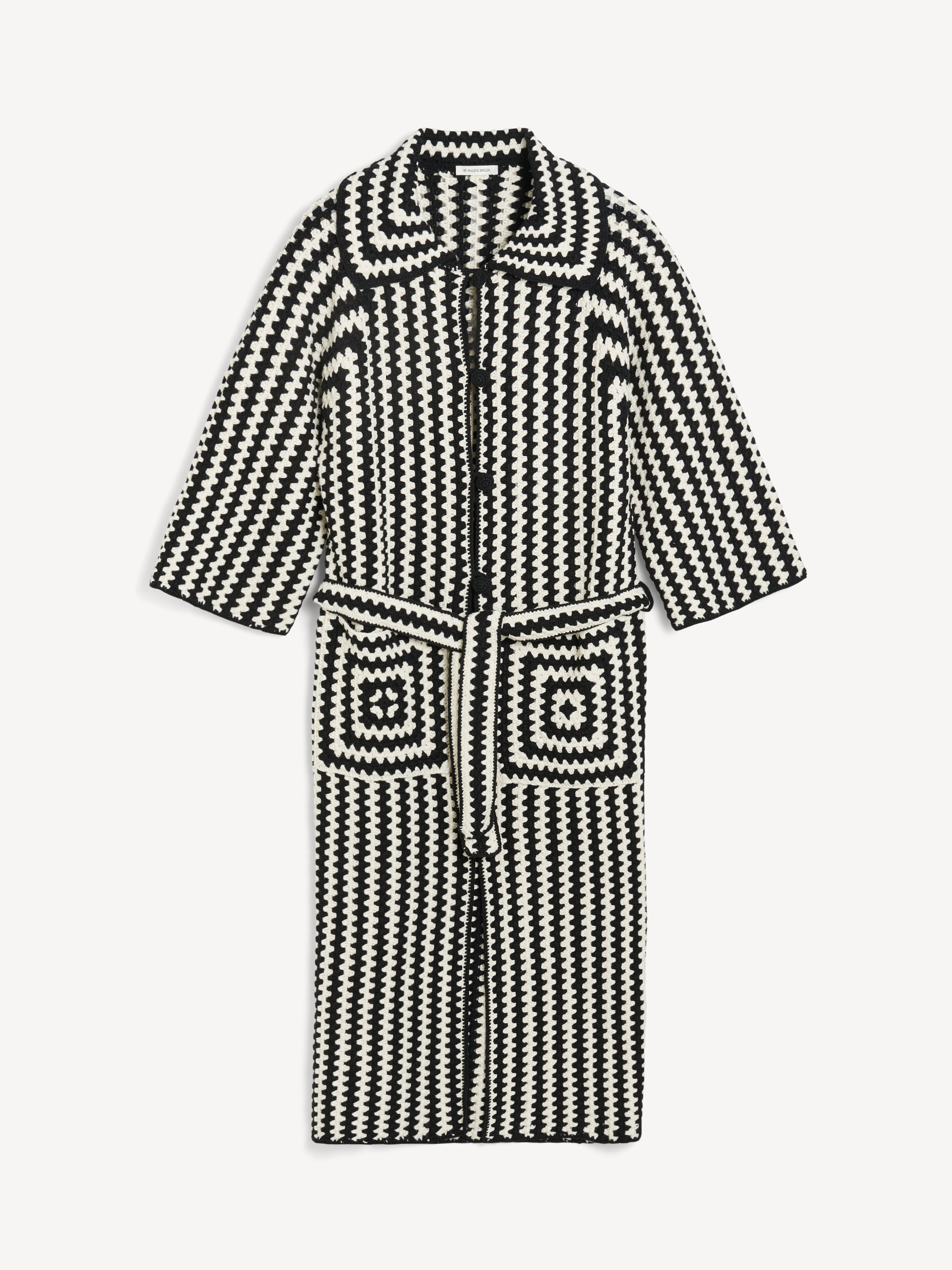 By Malene Birger Dina Crocheted Organic Cotton Cardigan In Crochet Black & White