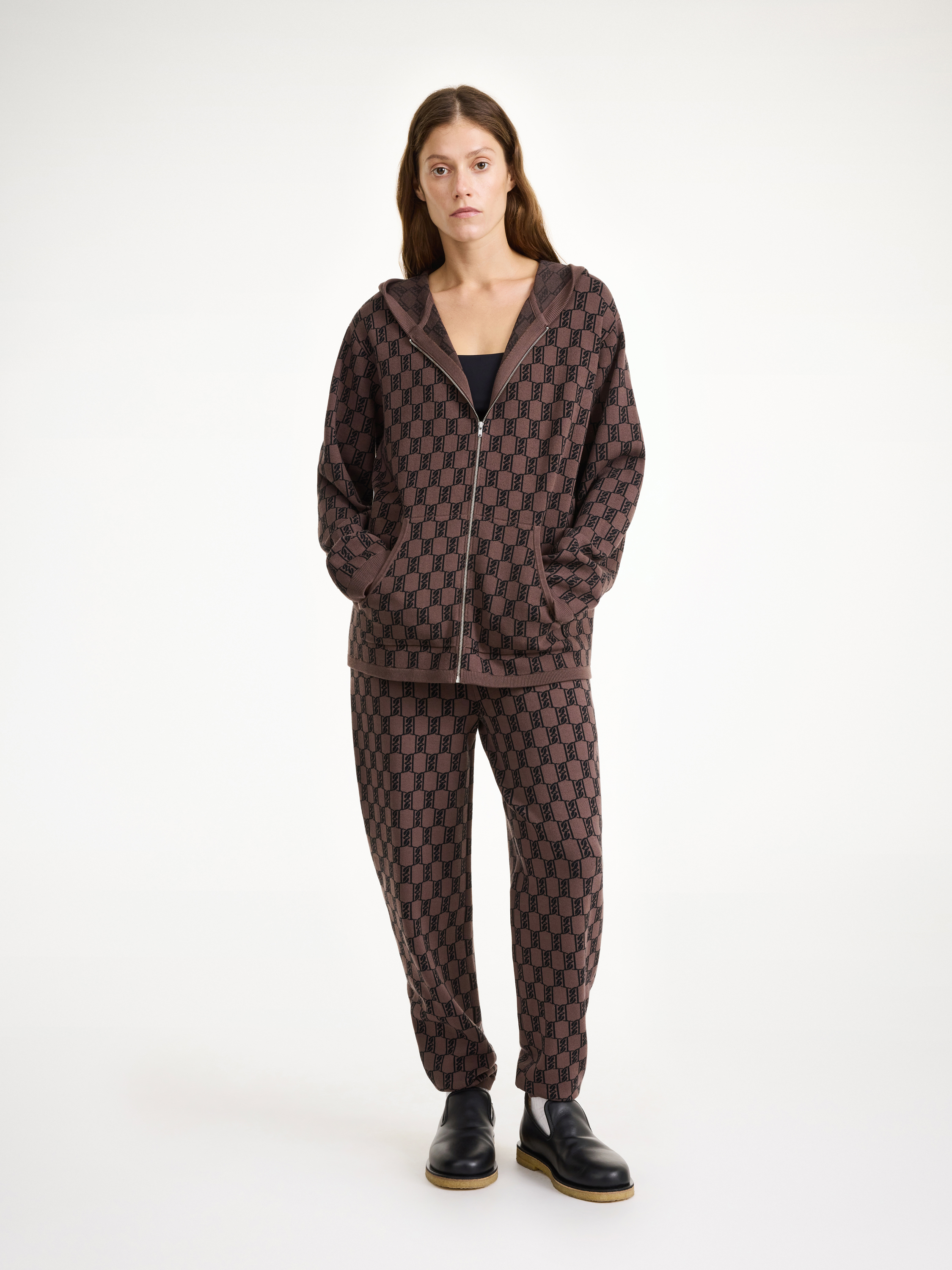 By Malene Birger Felipa Knitted Hoodie In Dark Mahogany