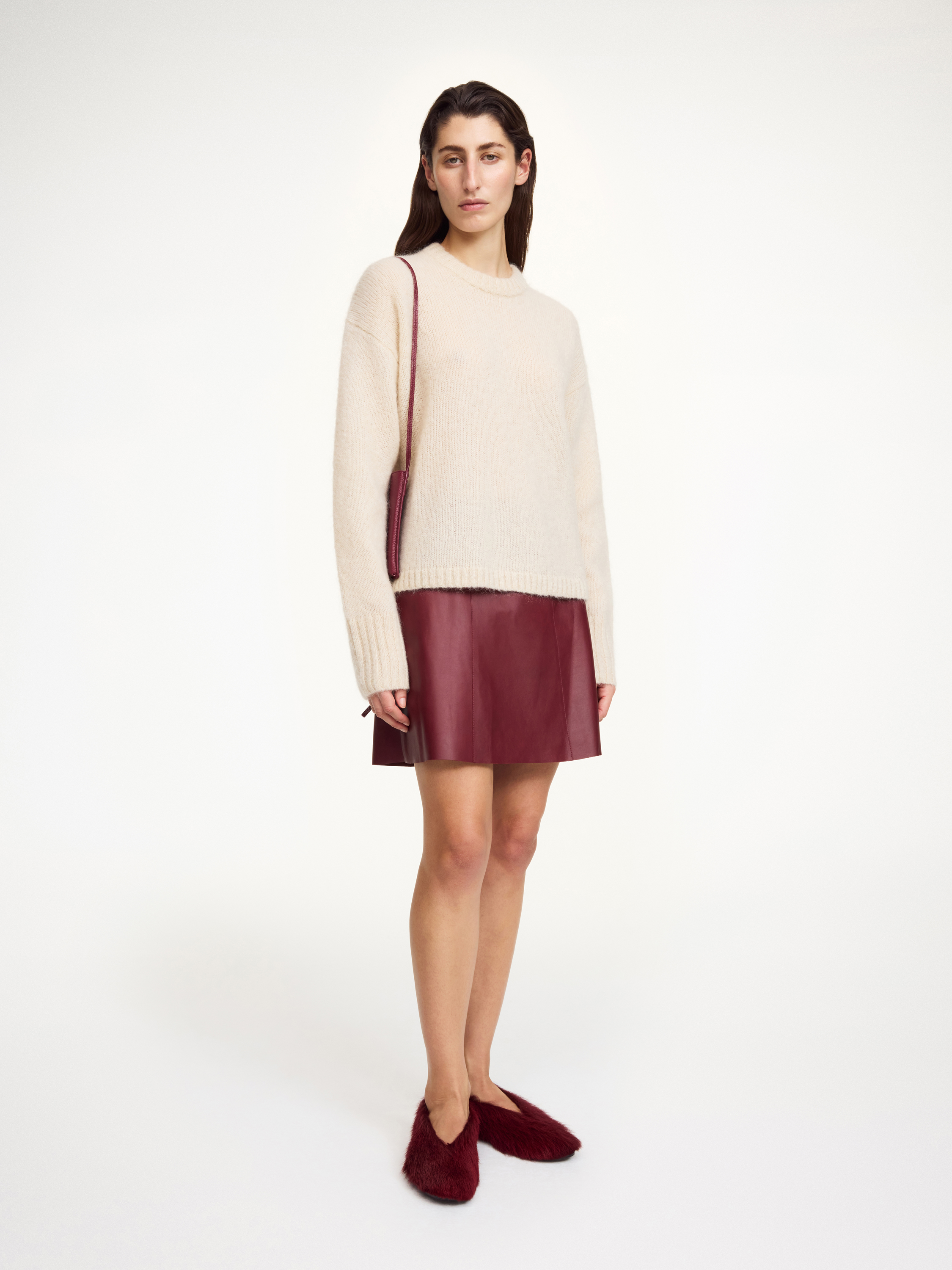By Malene Birger Namia Leather Mini Skirt In Red