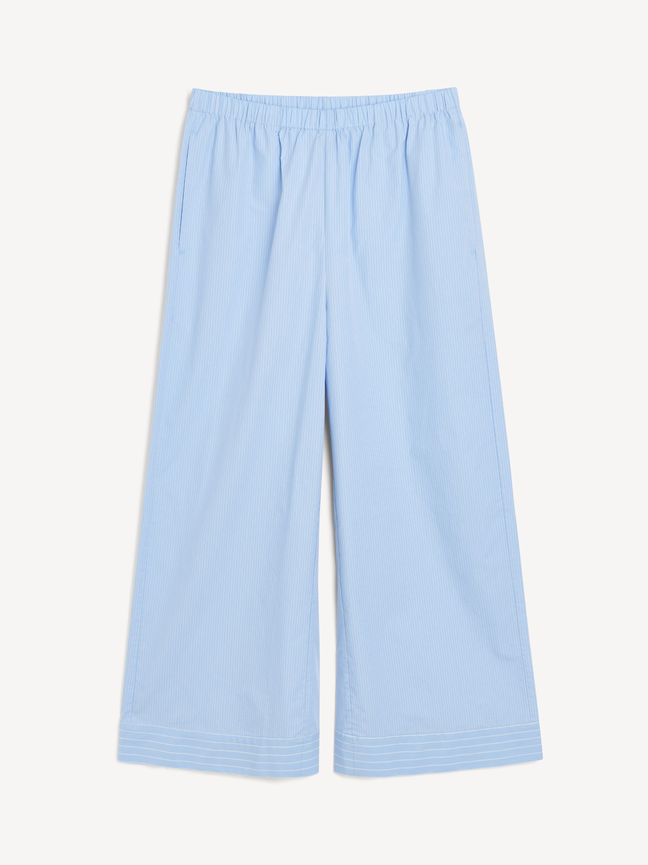 Shop By Malene Birger Mirabello Organic Cotton Trousers In Blue Iris Stripe Small
