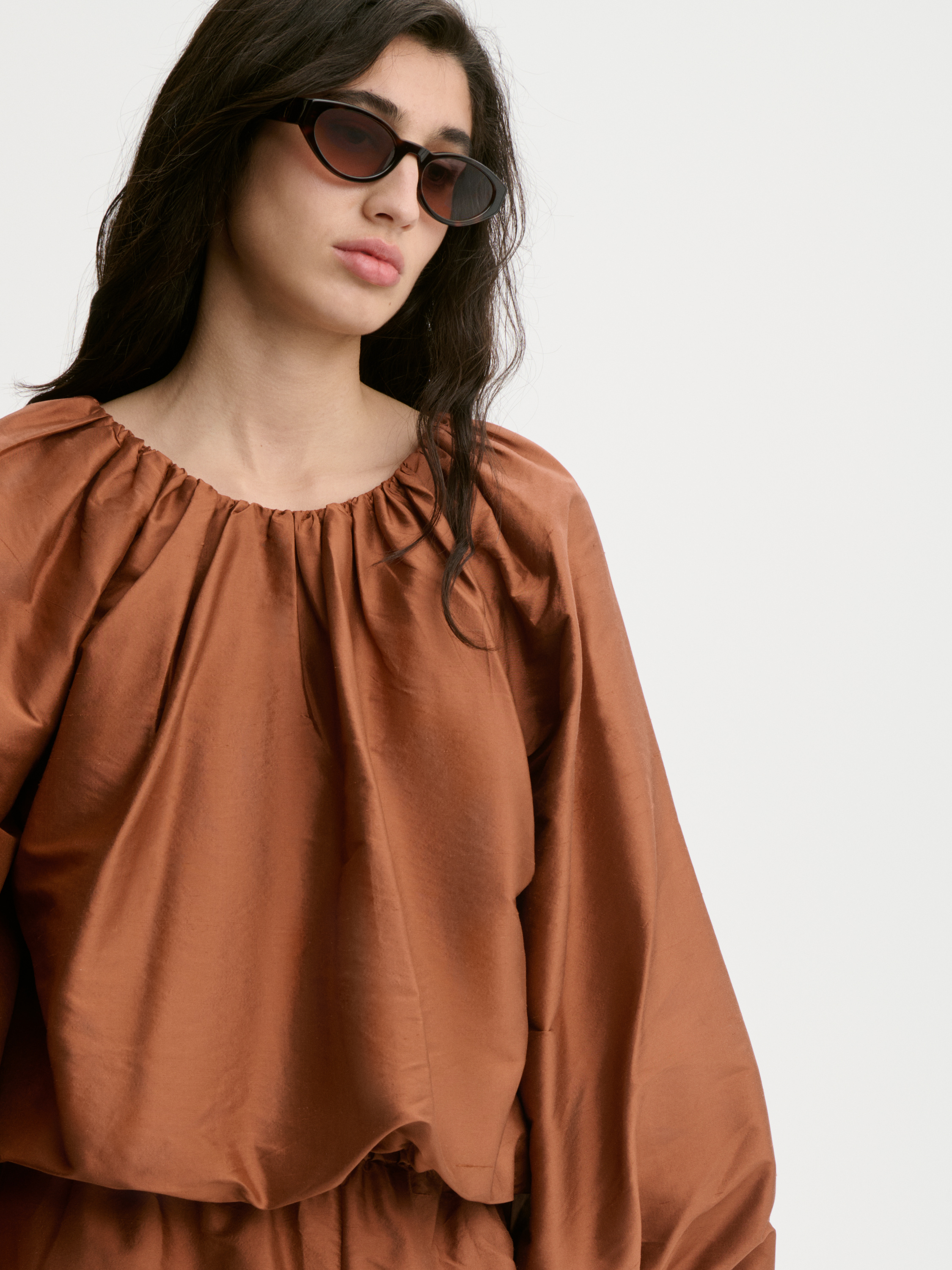 By Malene Birger Semara Silk Blouse In Brick