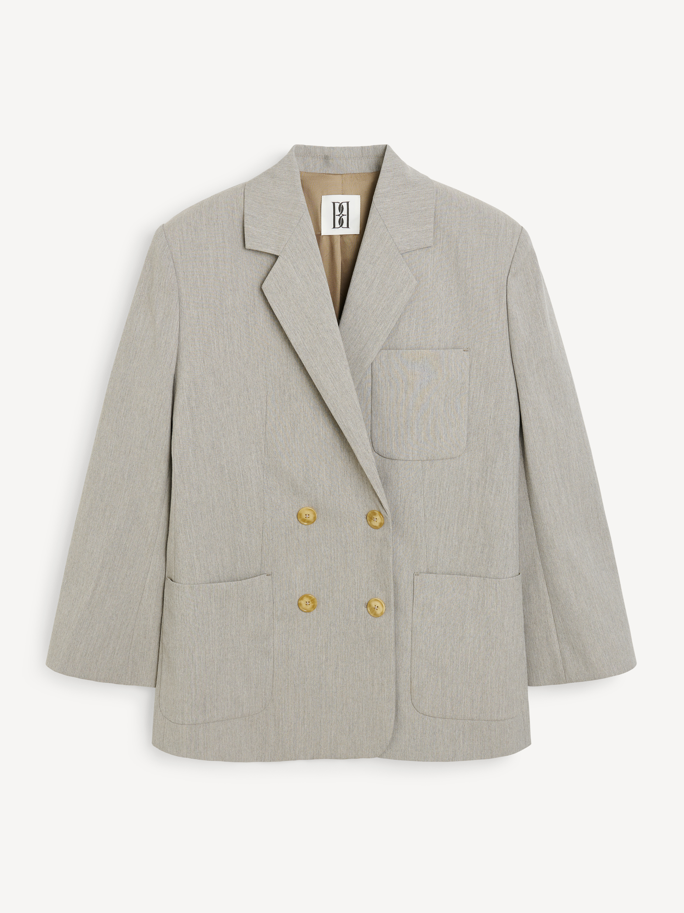 By Malene Birger Railey Double-breasted Blazer In Grey Brown Melange