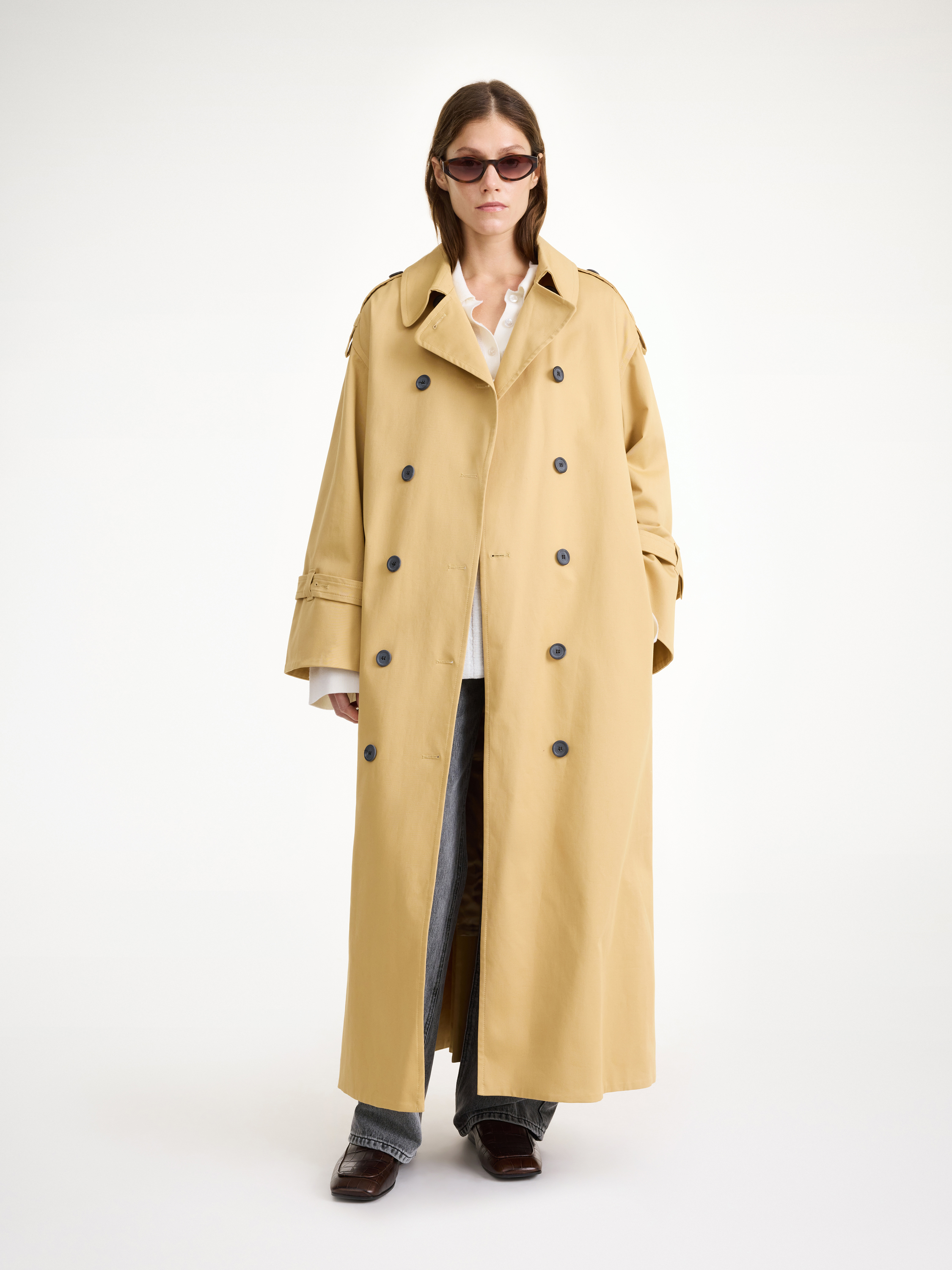 By Malene Birger Alanis Double-breasted Cotton Twill Trench Coat In Sand Beige