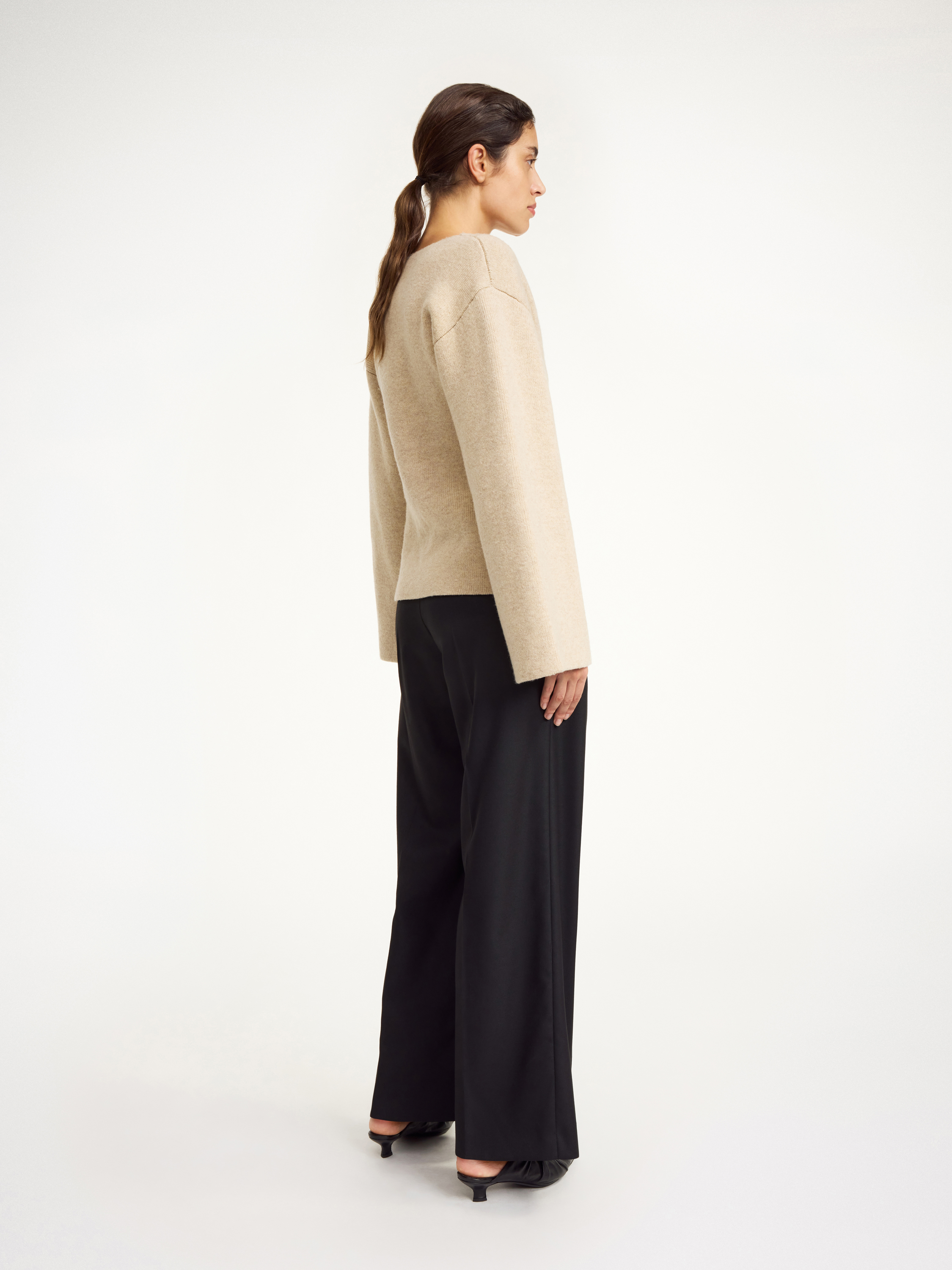 By Malene Birger Tinley Wool Cardigan In Twill Beige