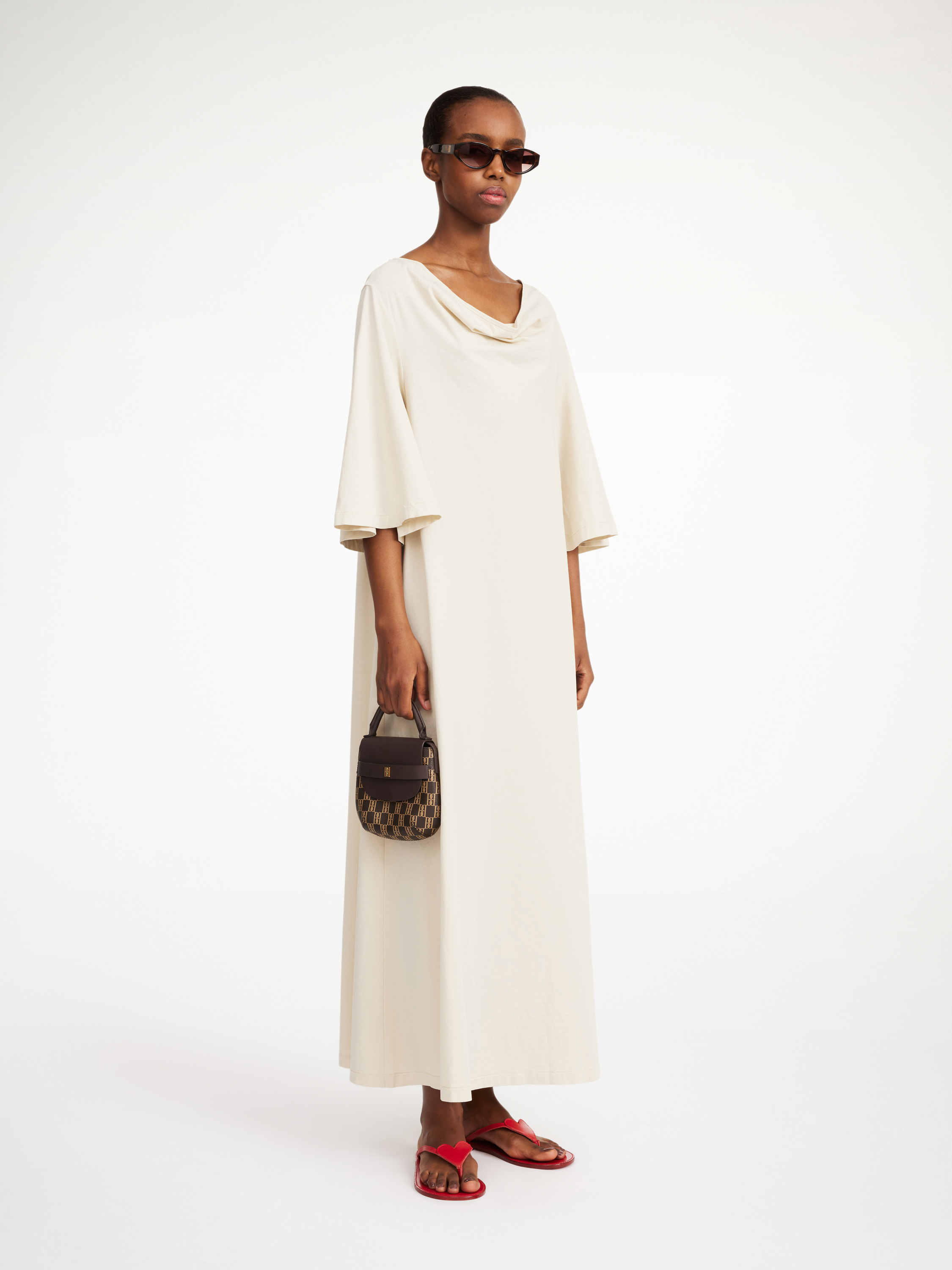 By Malene Birger Women's Yalia Draped Cotton Maxi Dress In Oyster Gray