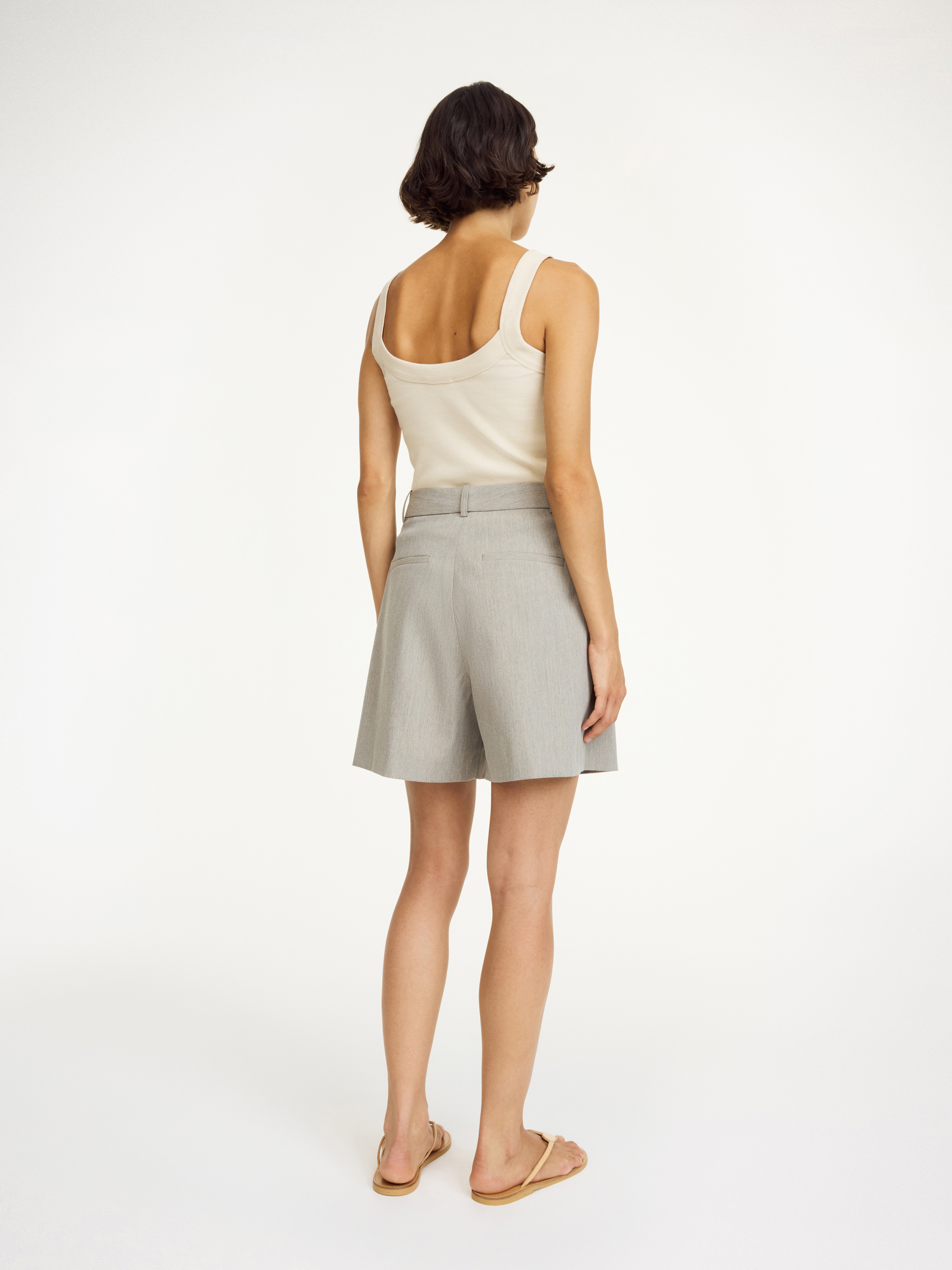 Shop By Malene Birger Poville Shorts In Grey Brown Melange