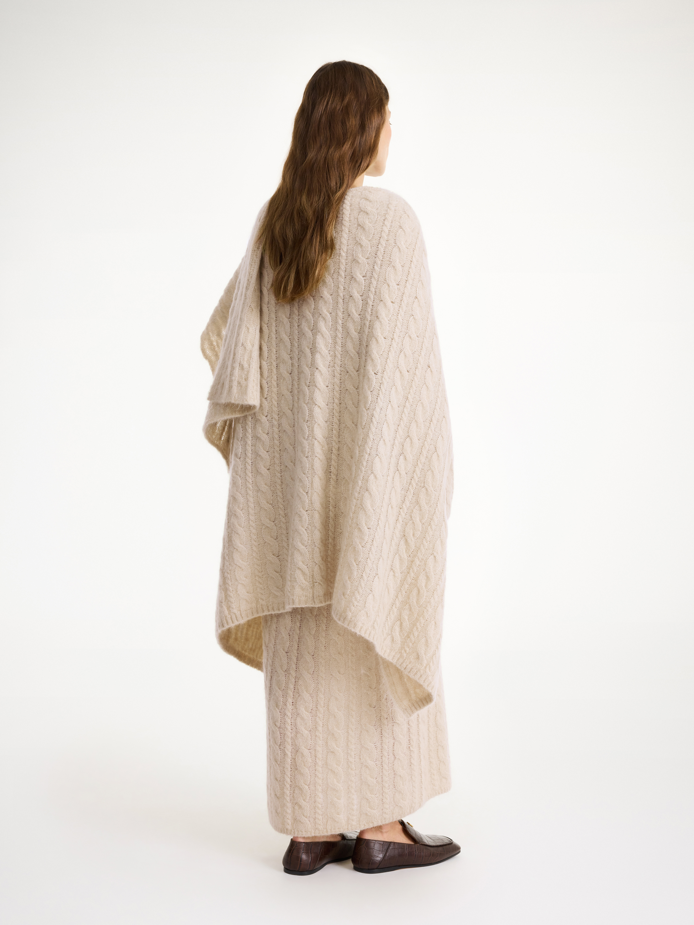 By Malene Birger Kassillas Wool-blend Poncho In Oyster Gray