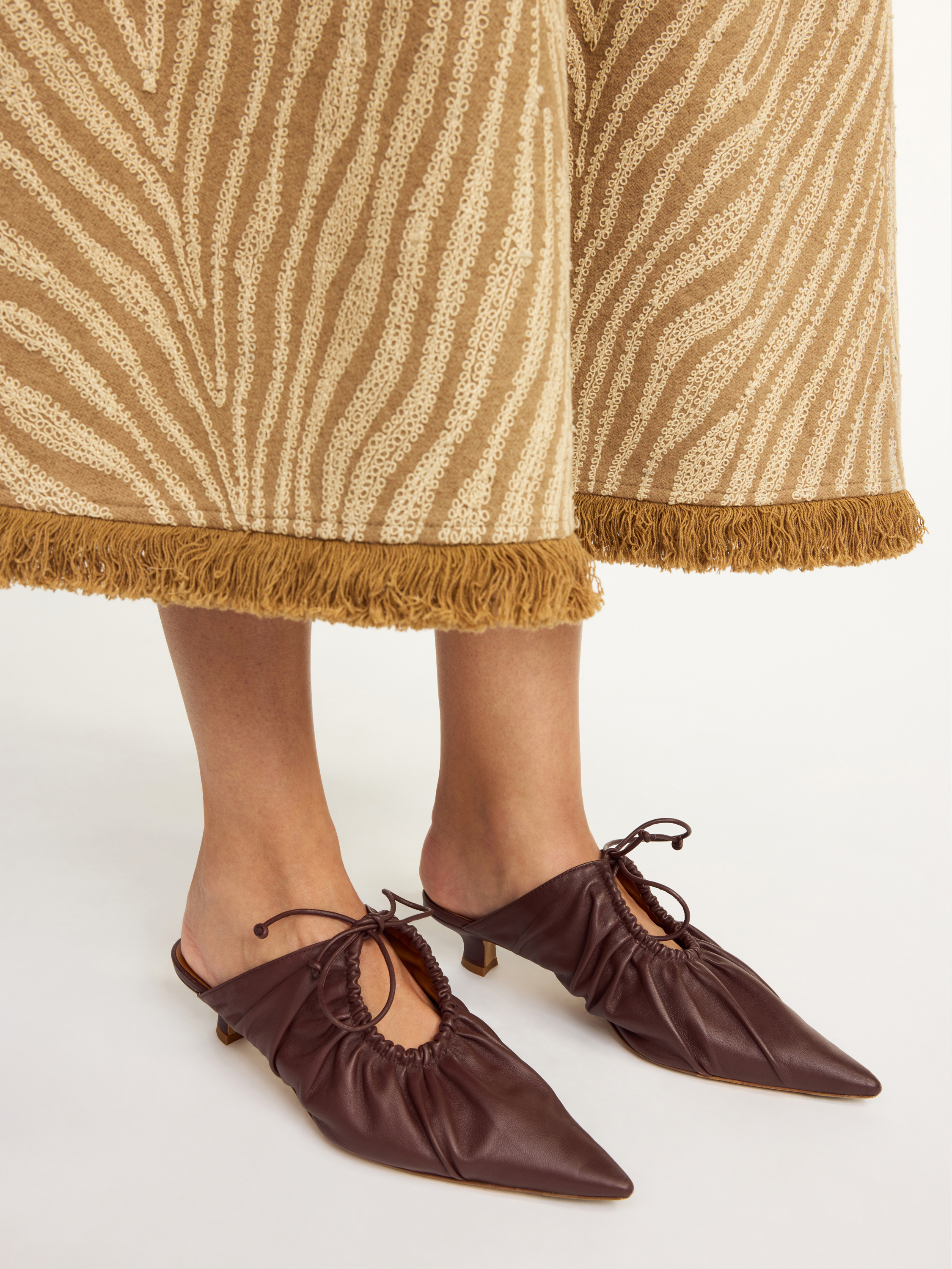 By Malene Birger Masey Leather Mules In Dark Mahogany