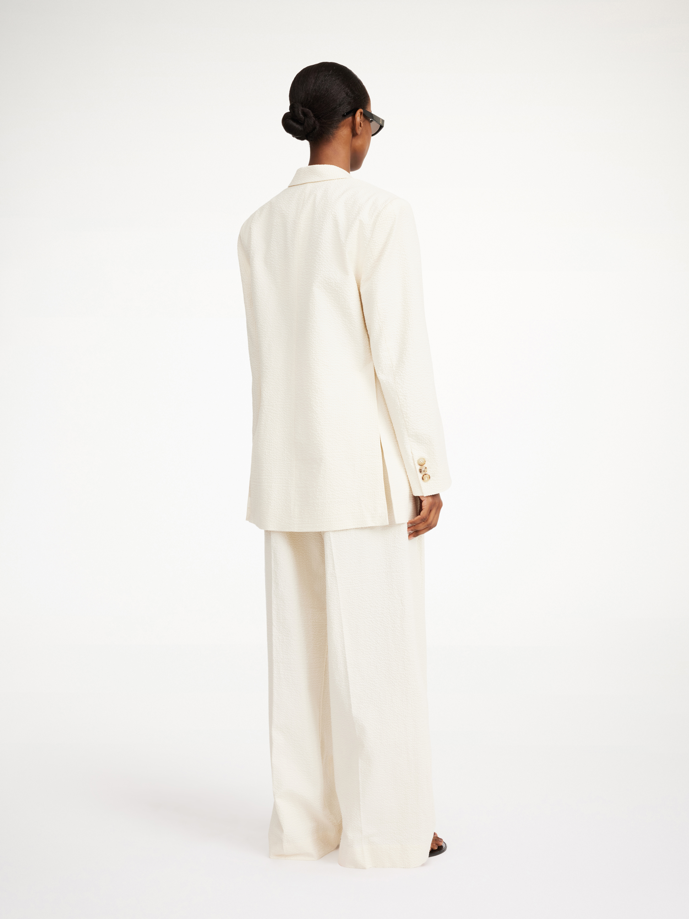 By Malene Birger Ophie Single-breasted Seersucker Blazer In Soft White