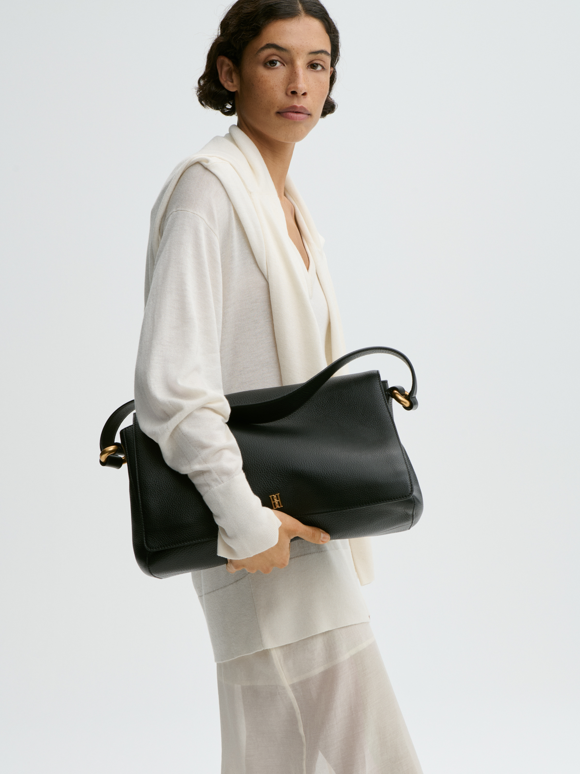 By Malene Birger Lelou Leather Shoulder Bag In Black