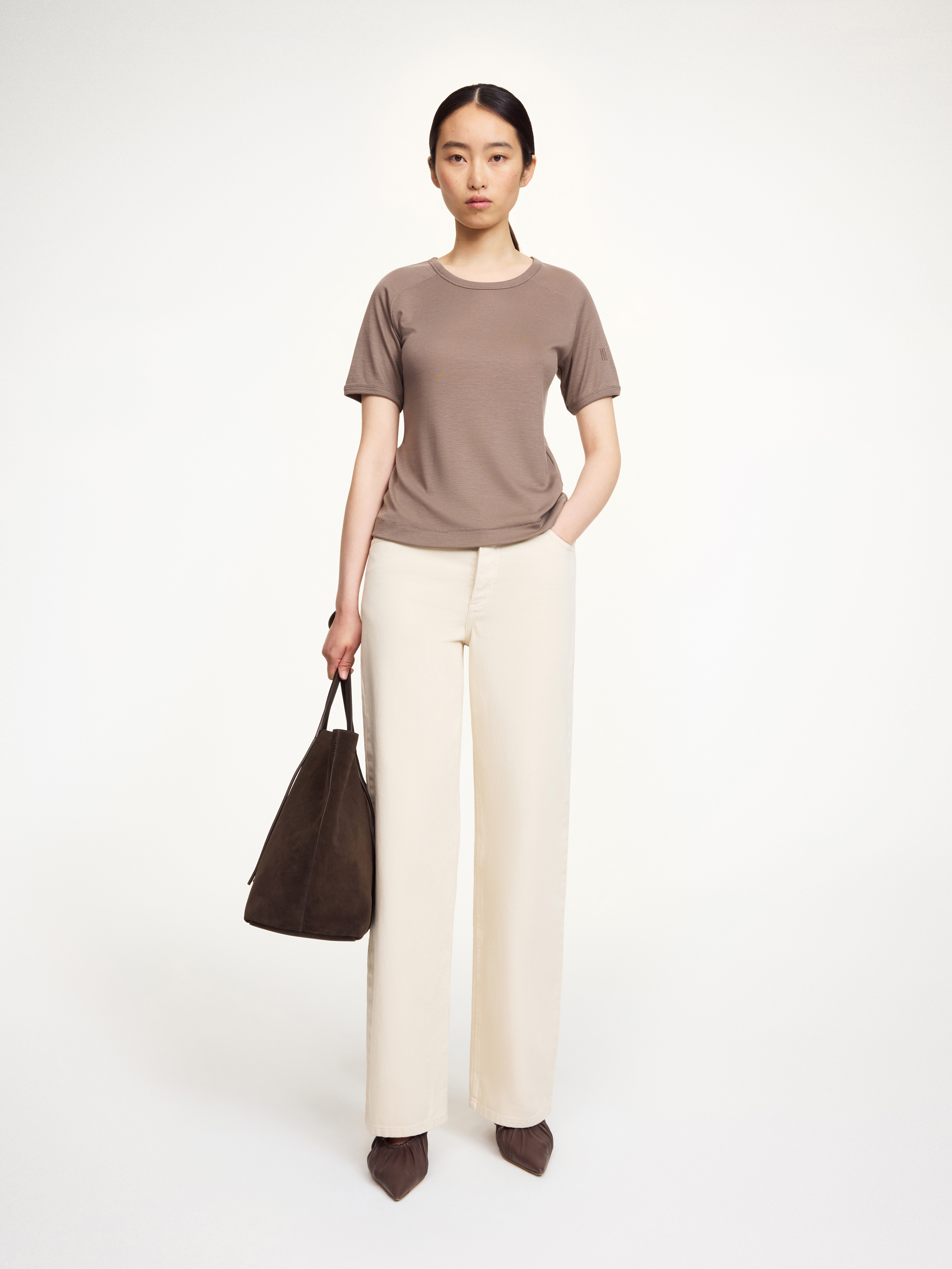 By Malene Birger Alezia Lyocell T-shirt In Brown
