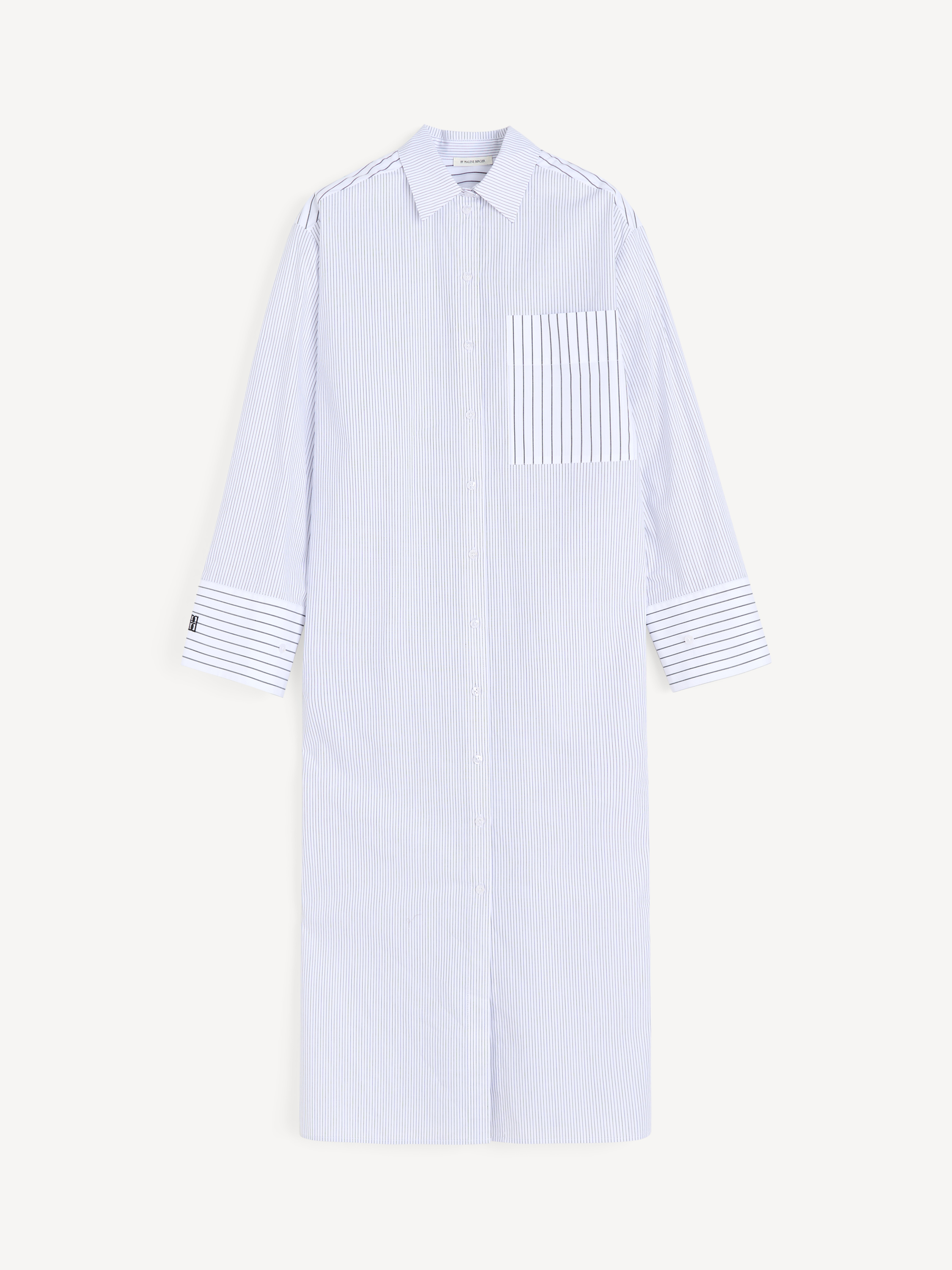 By Malene Birger Women's Black White Mix Stripe Perroti Organic Cotton Maxi Dress Size 42