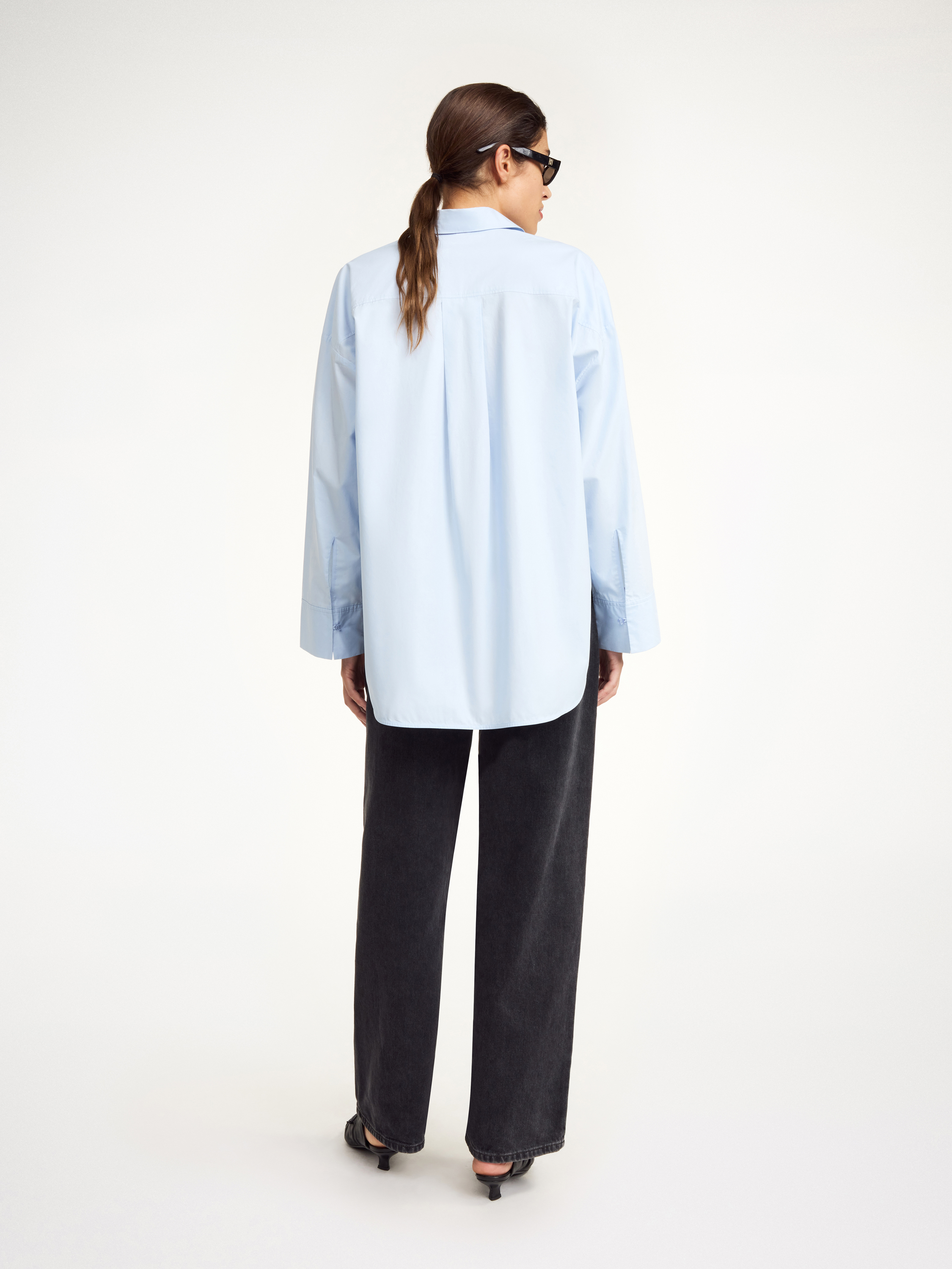 By Malene Birger Derris Shirt With Chest Pocket And Long Sleeves In Periwinkle Blue